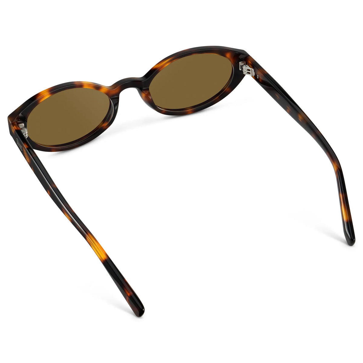 Brown Tortoise / Amber || Back view of Women's Elongated Oval Prescription Sunglasses with Brown Tortoise Frame and Brown Lens on a white background