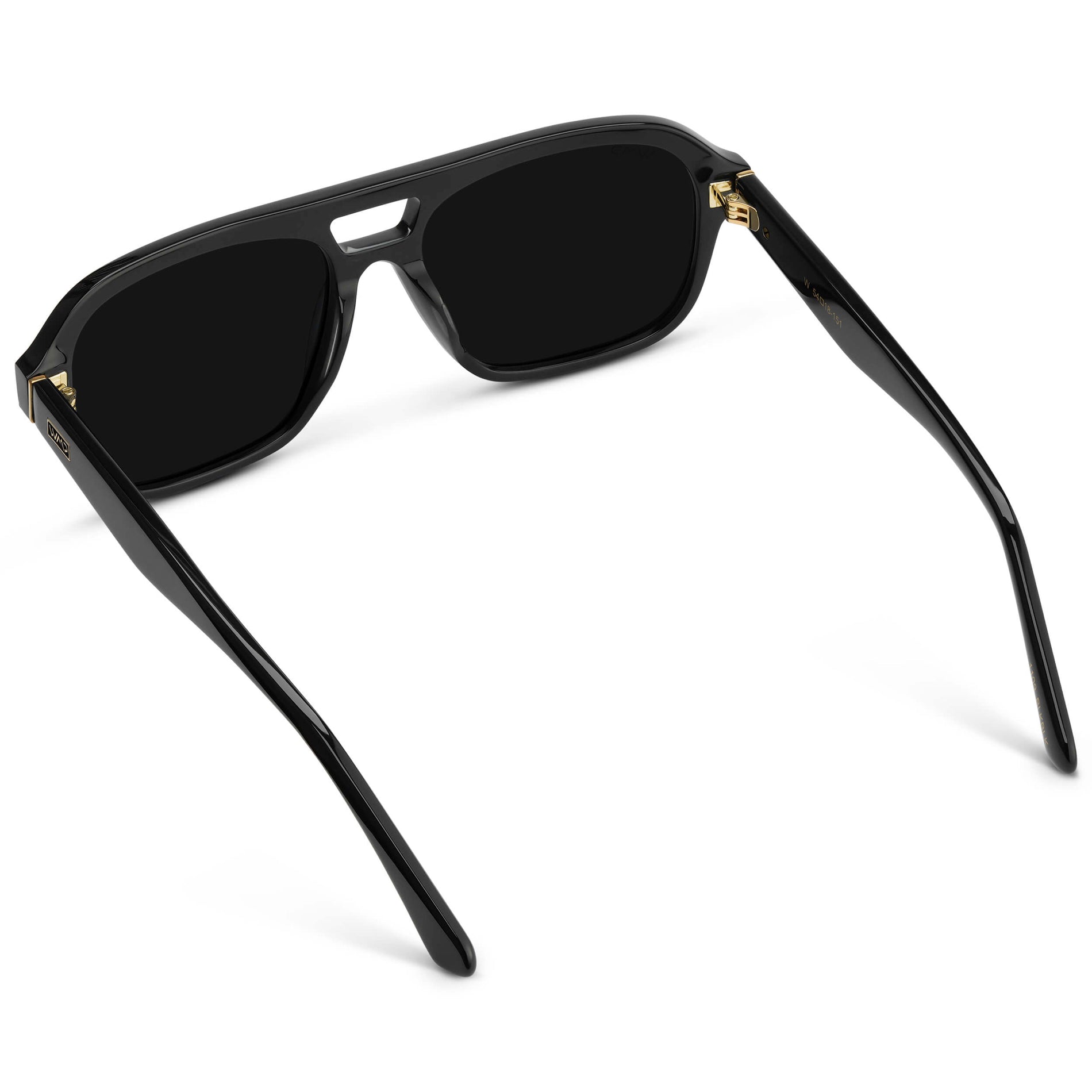 Black / Triple Black Lens || Women's Double Bridge Oversized Aviator Sunglasses with Black Acetate Frame and Triple Black Polarized Lens