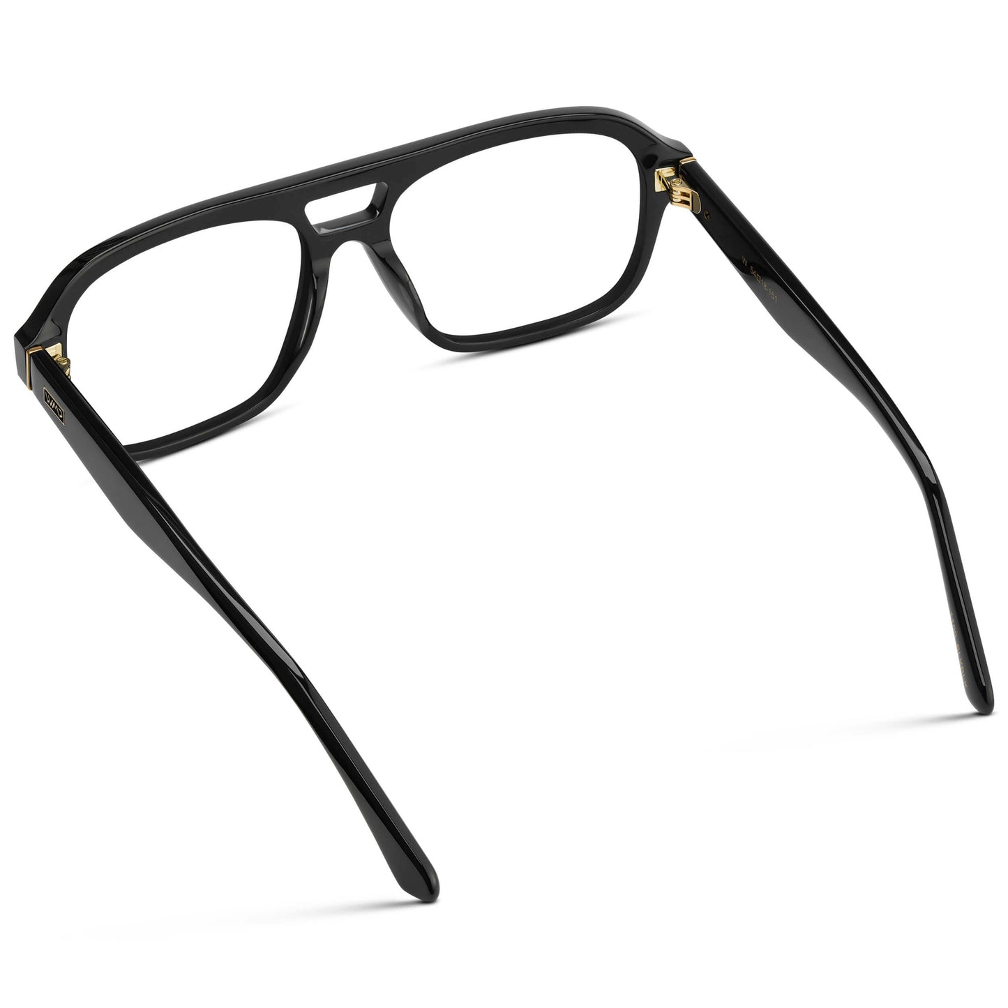 Black || Women's Double Bridge Oversized Aviator Eyeglasses with Black Acetate Frame and Clear Prescription Lens