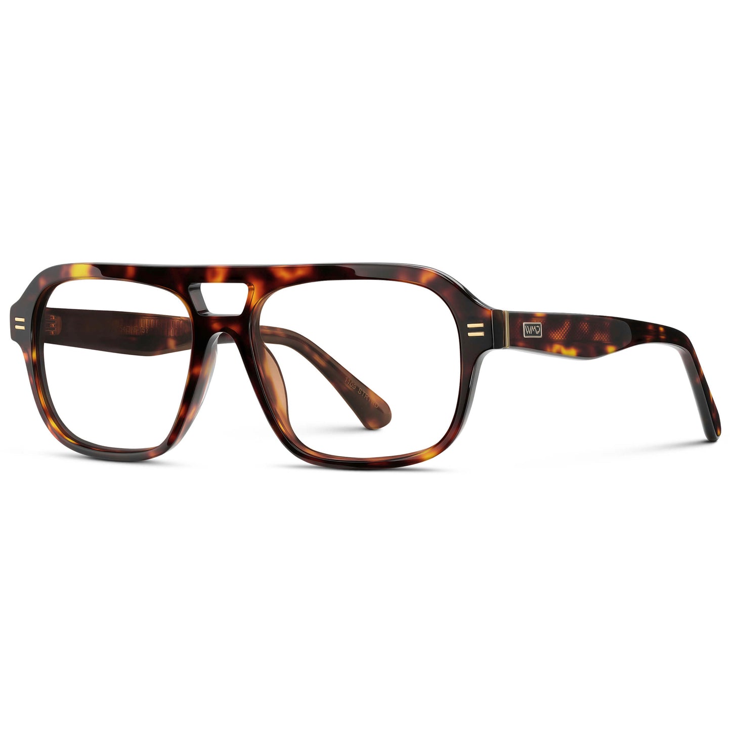 Ruby Tortoise || Women's Double Bridge Oversized Aviator Eyeglasses with Ruby Tortoise Acetate Frame and Clear Prescription Lens