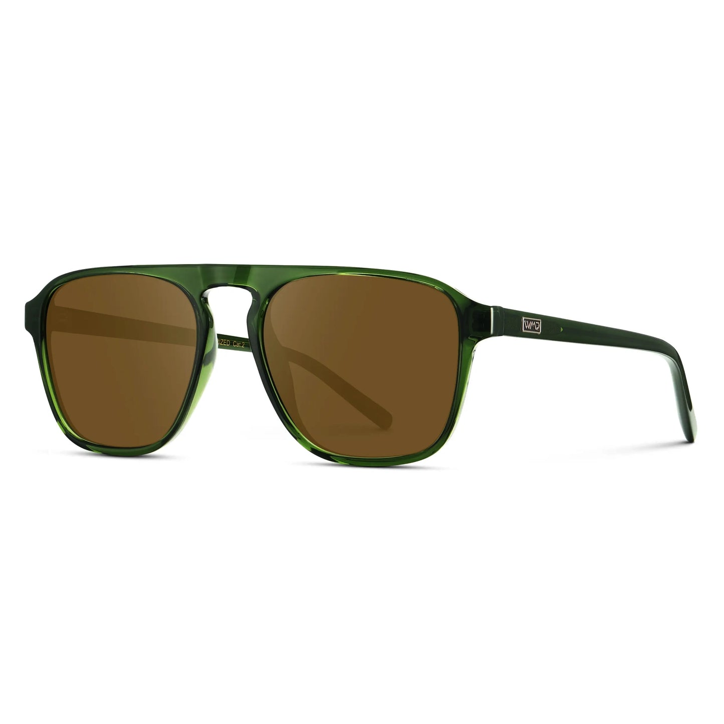Jade Green / Amber Lens || Green Single Bridge Aviator Prescription Sunglasses with Brown Lenses