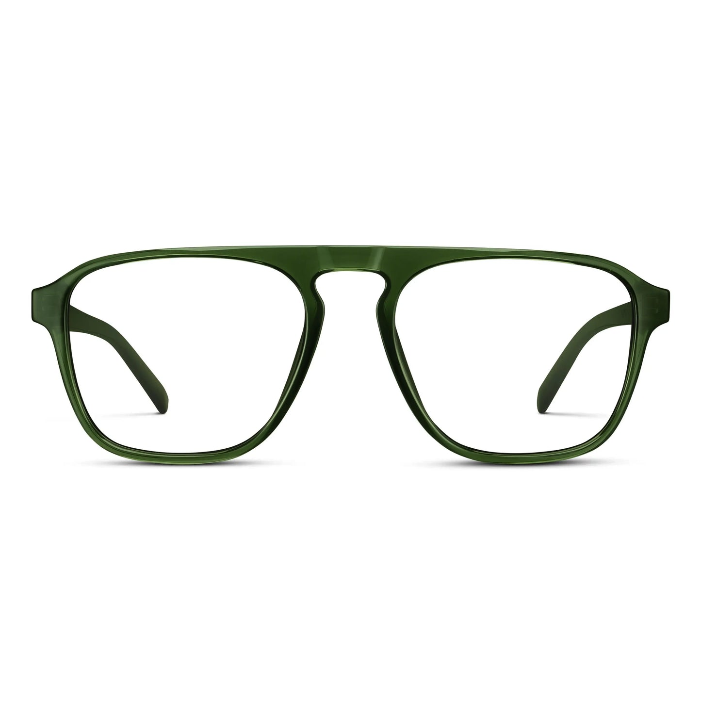 Jade Green || Men's Aviator Prescription Glasses with Jade Green Frame and Clear Lenses on a white background