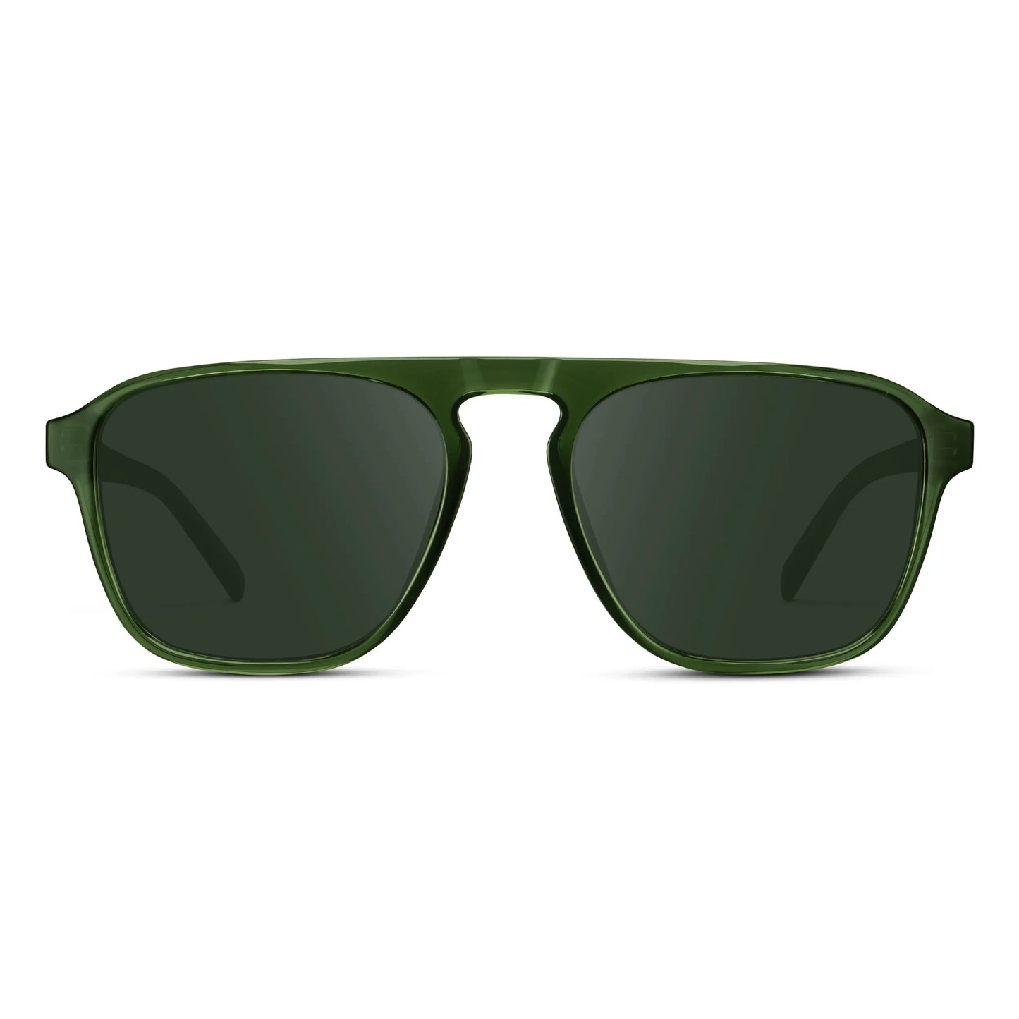 Jade Green / G15 || Green Single Bridge Aviator Prescription Sunglasses with Green Lenses