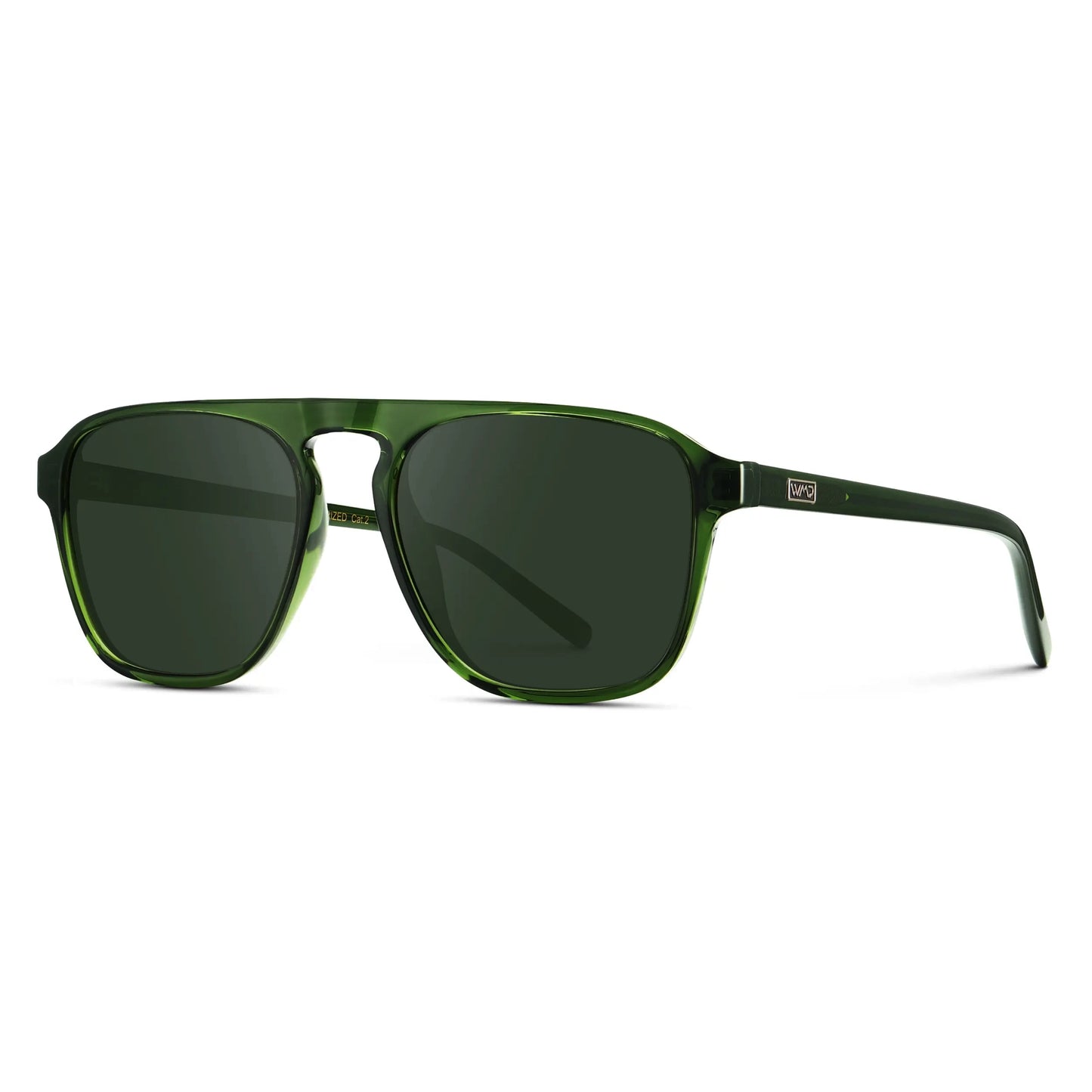 Jade Green / G15 || Green Single Bridge Aviator Prescription Sunglasses with Green Lenses
