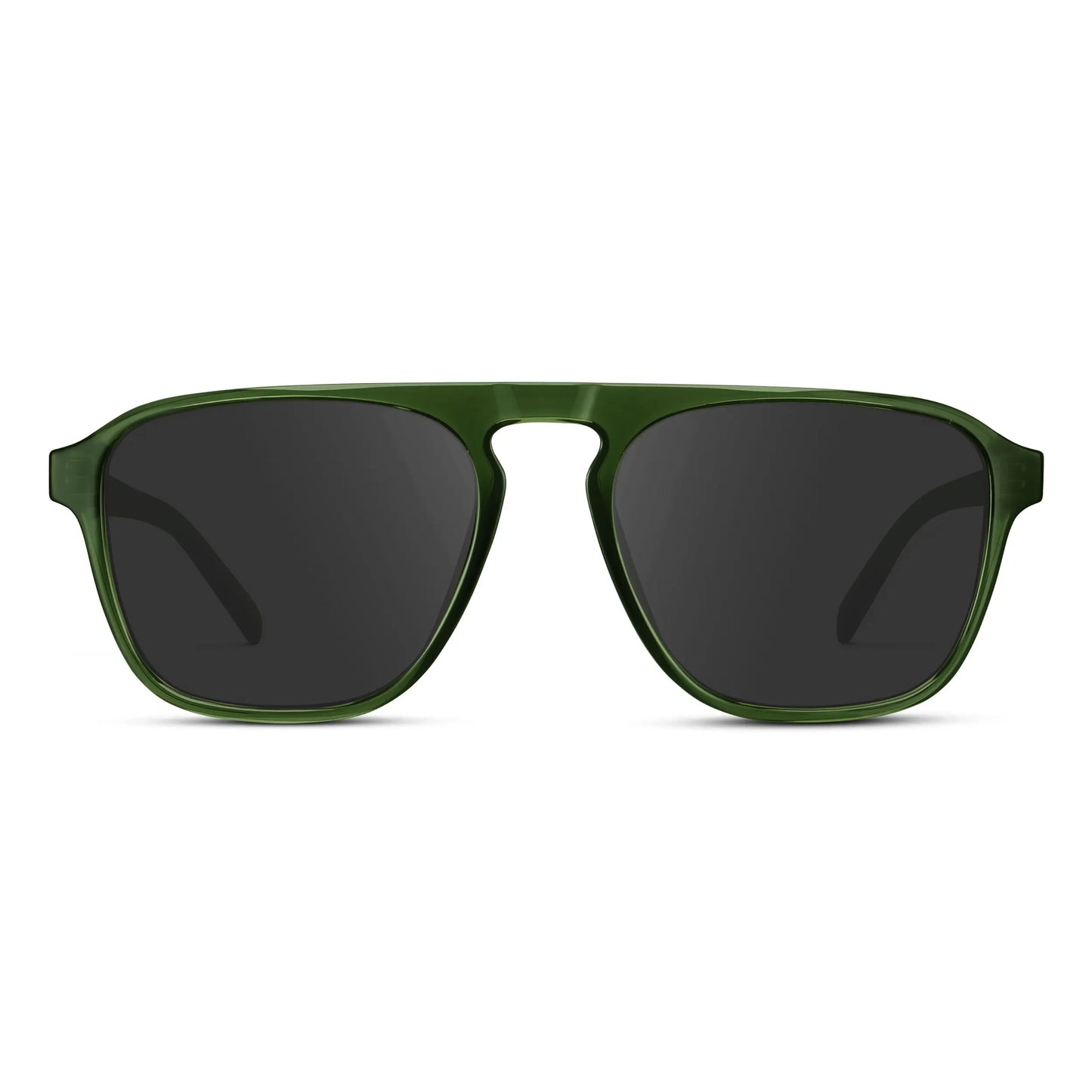 Jade Green / Grey Lens || Green Single Bridge Aviator Prescription Sunglasses with Grey Lenses