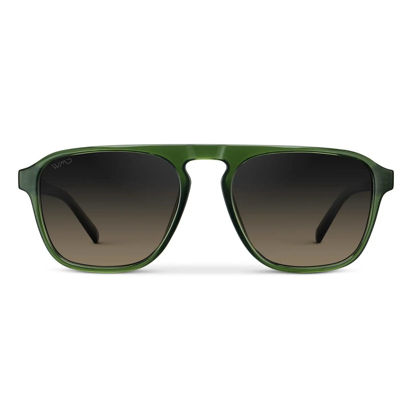 Jade Green / Grey Brown Gradient Lens || Unisex Jade Green Single Bridge Aviator Sunglasses with Grey Brown Gradient Polarized Lenses