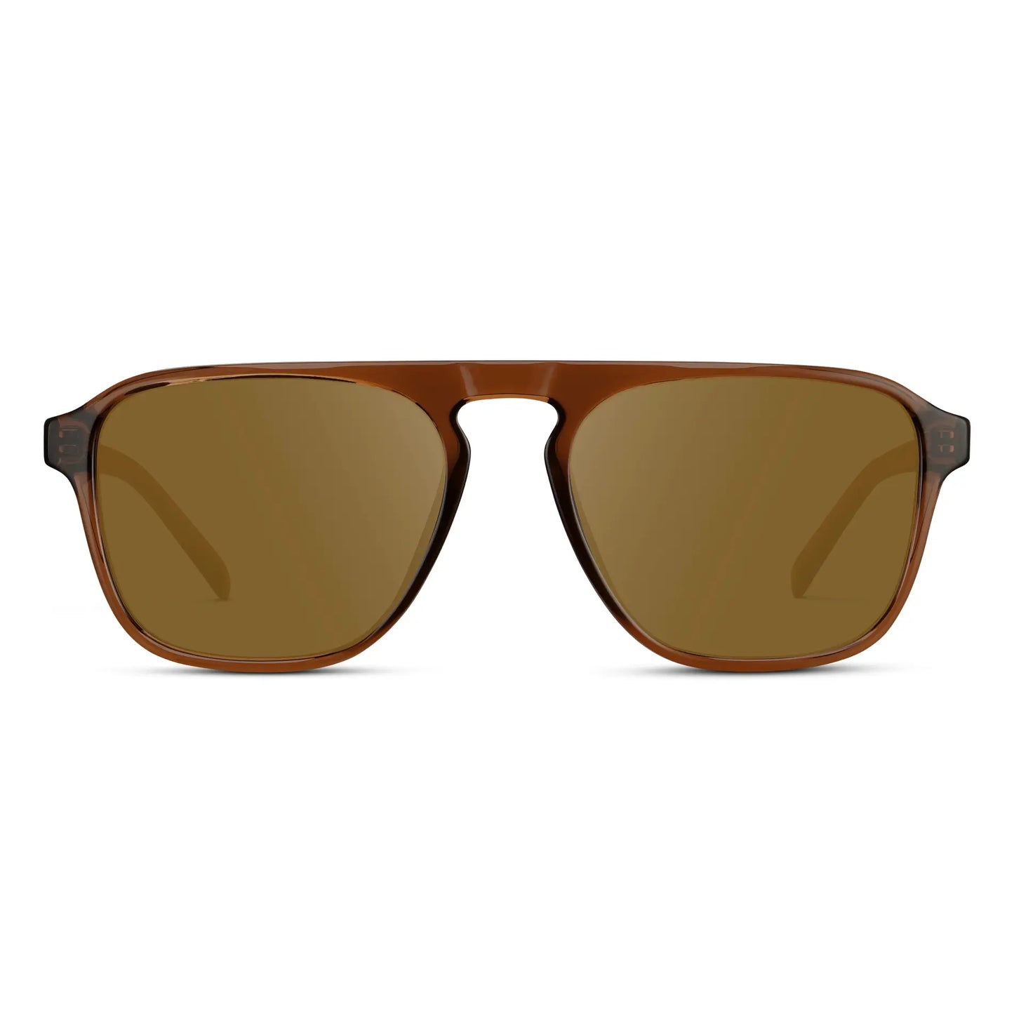 Terracotta Brown / Amber Lens || Brown Single Bridge Aviator Prescription Sunglasses with Brown Lenses