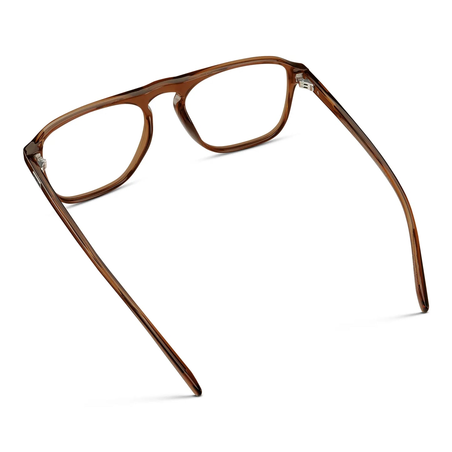 Terracotta Brown || Back view of Men's Aviator Prescription Glasses with Terracotta Brown Frame and Clear Lenses on a white background