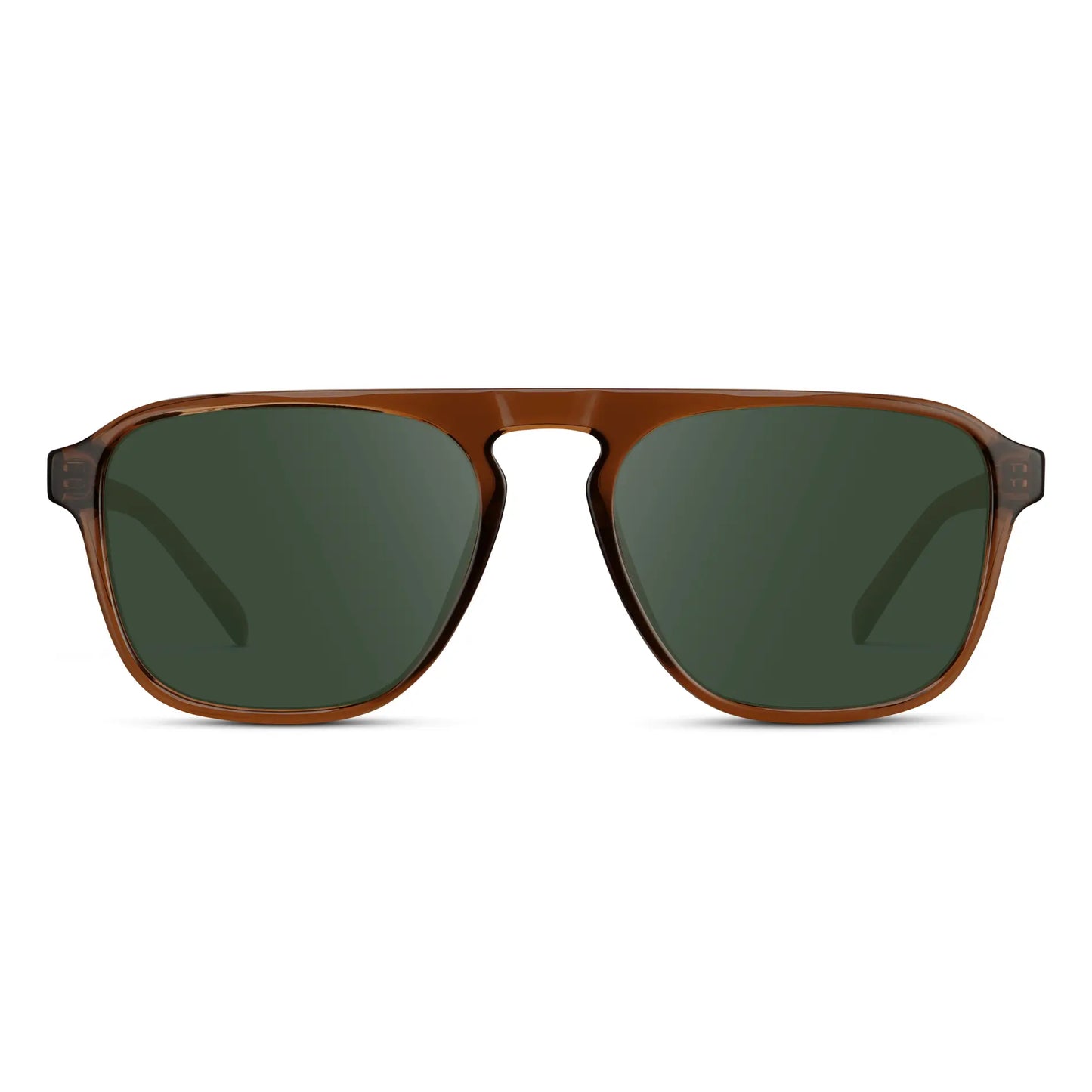 Terracotta Brown / G15 || Brown Single Bridge Aviator Prescription Sunglasses with Green Lenses