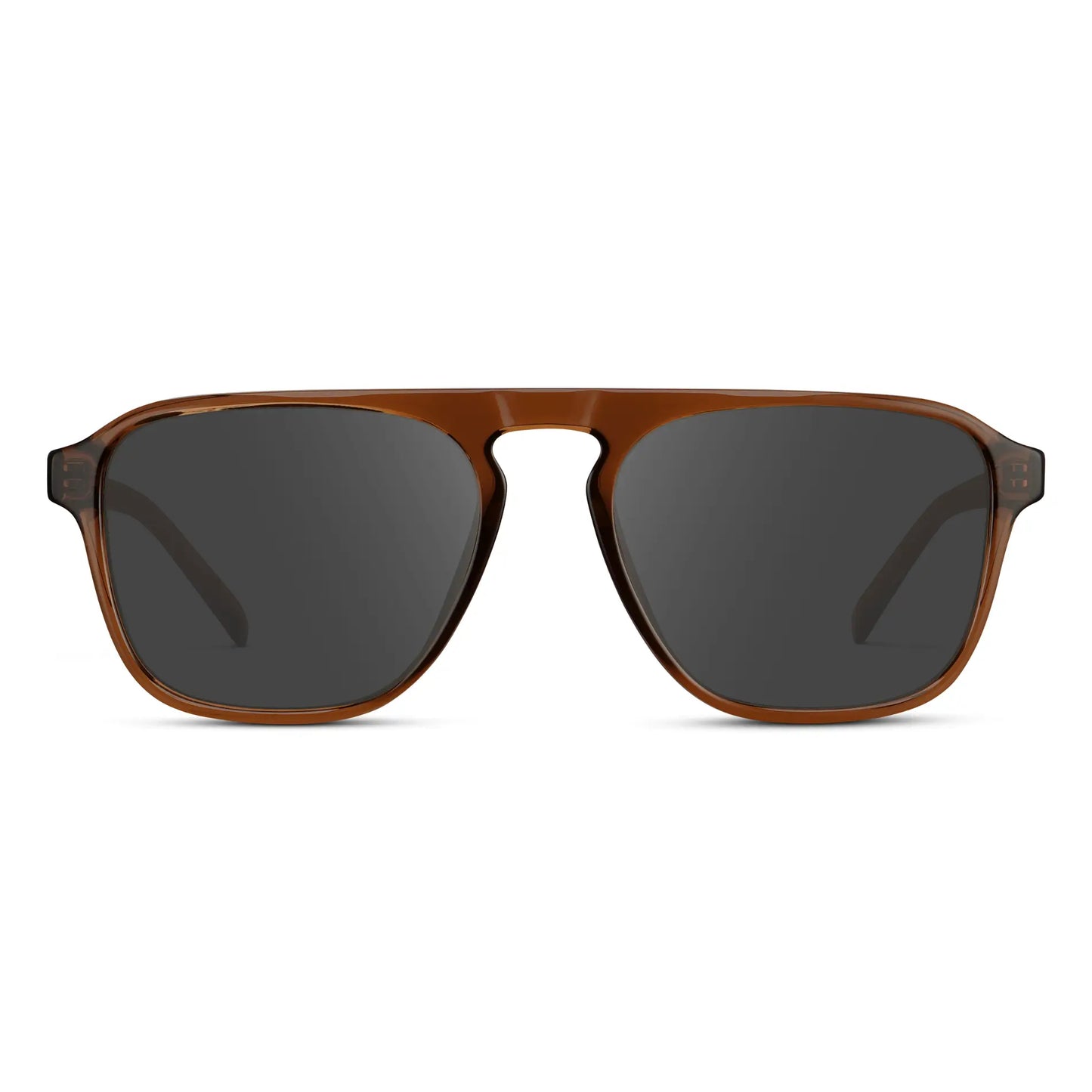 Terracotta Brown / Grey || Brown Single Bridge Aviator Prescription Sunglasses with Grey Lenses