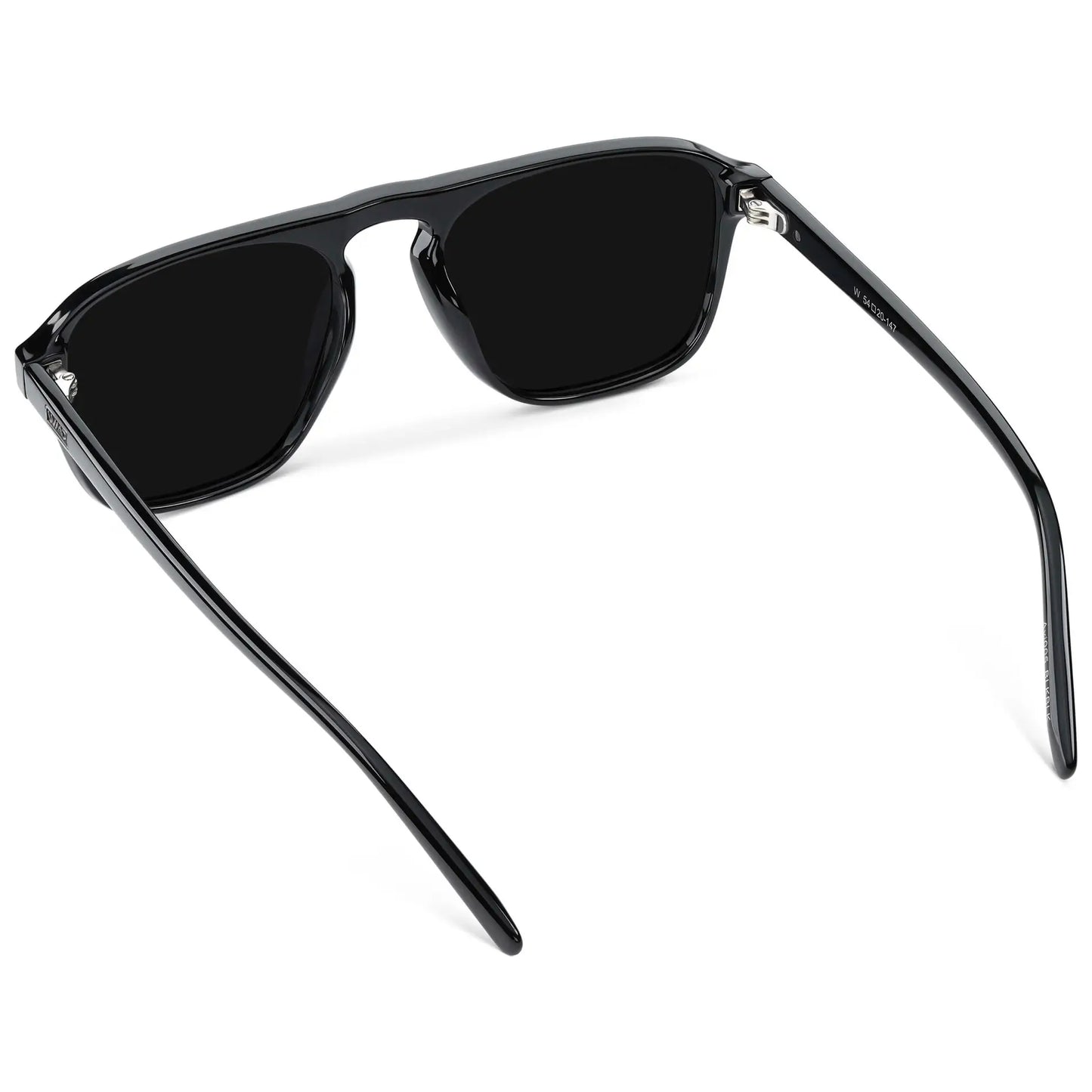Black / Triple Black Lens || Black Single Bridge Aviator Sunglasses with Triple Black Polarized Lenses