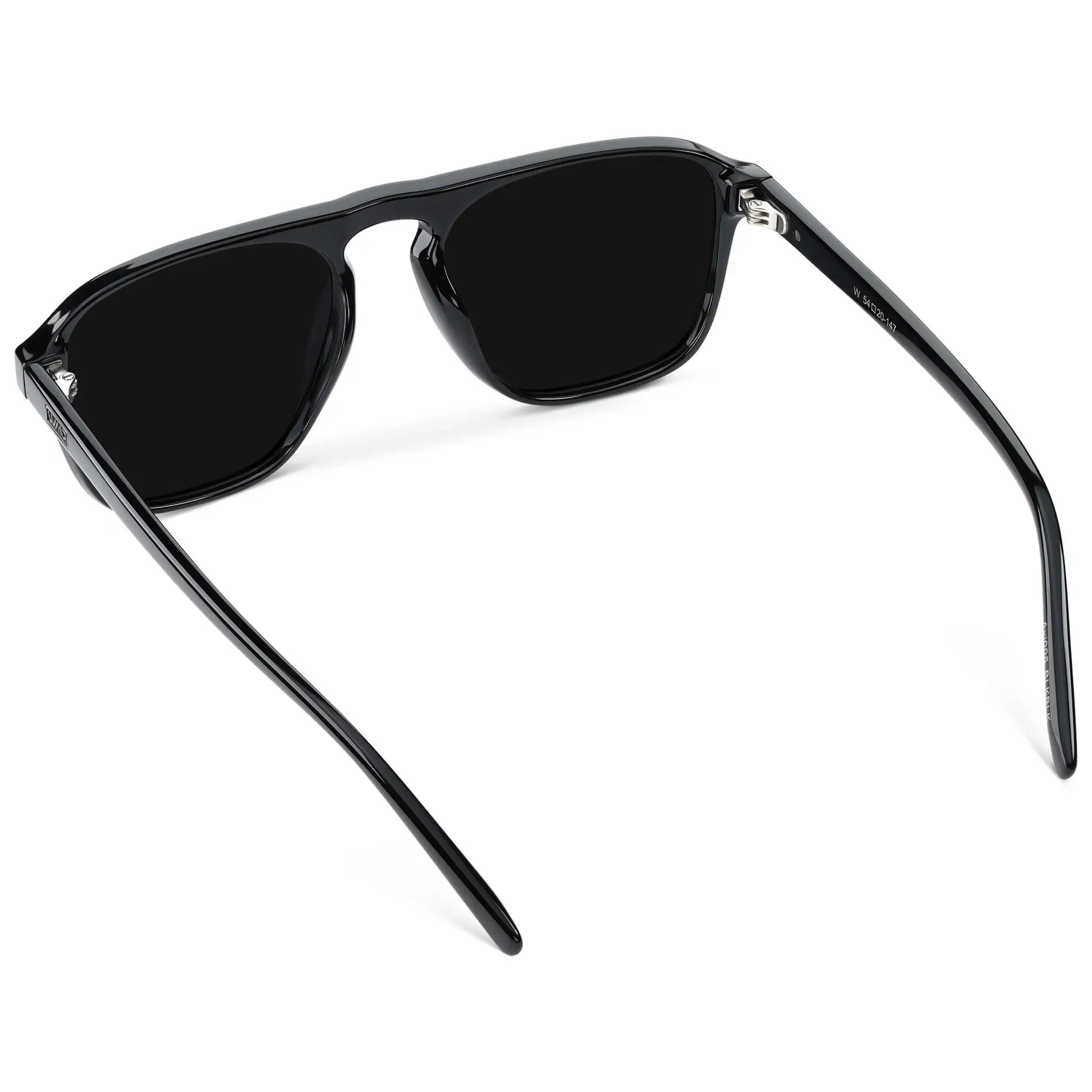 Black / Triple Black Lens || Black Single Bridge Aviator Sunglasses with Triple Black Polarized Lenses