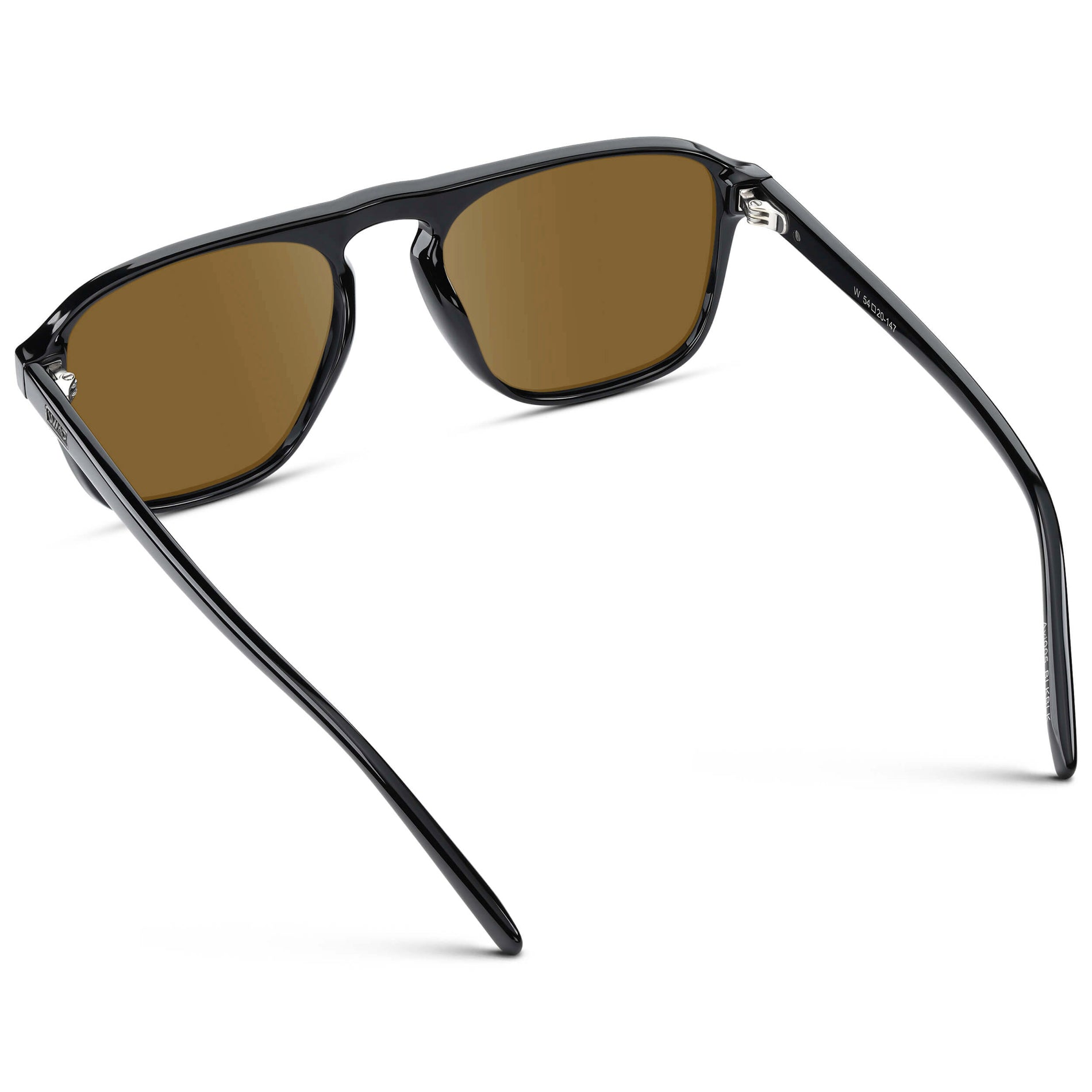Black / Amber Lens || Black Single Bridge Aviator Sunglasses with Amber Prescription Lenses