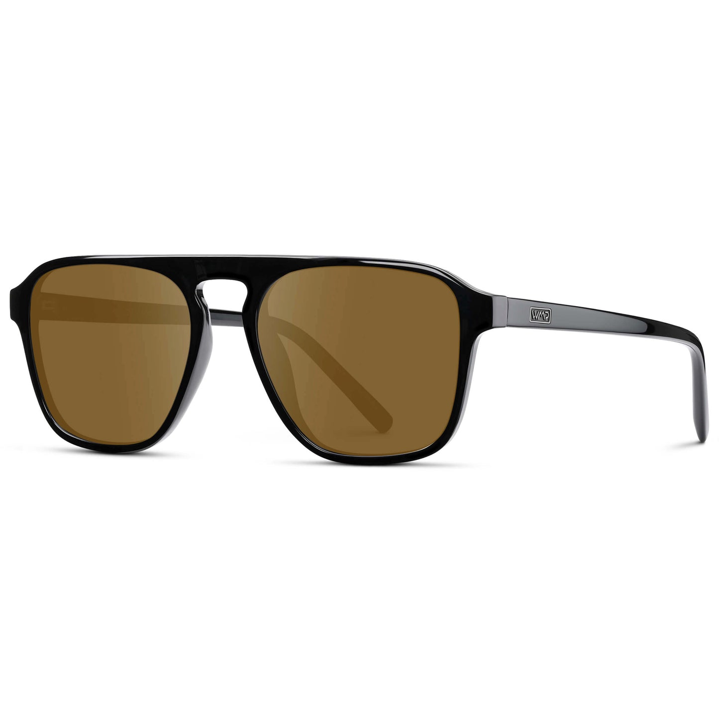 Black / Amber Lens || Black Single Bridge Aviator Sunglasses with Amber Prescription Lenses