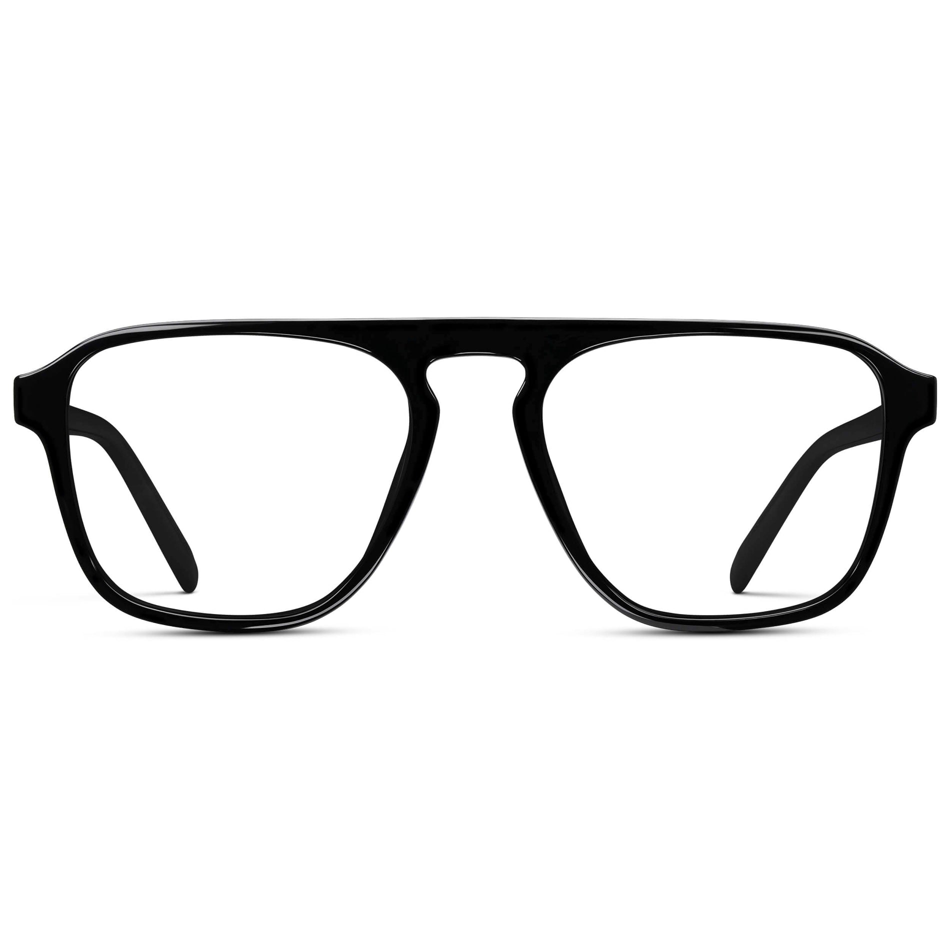 Black || Black Acetate Prescription Frames with Clear Lenses
