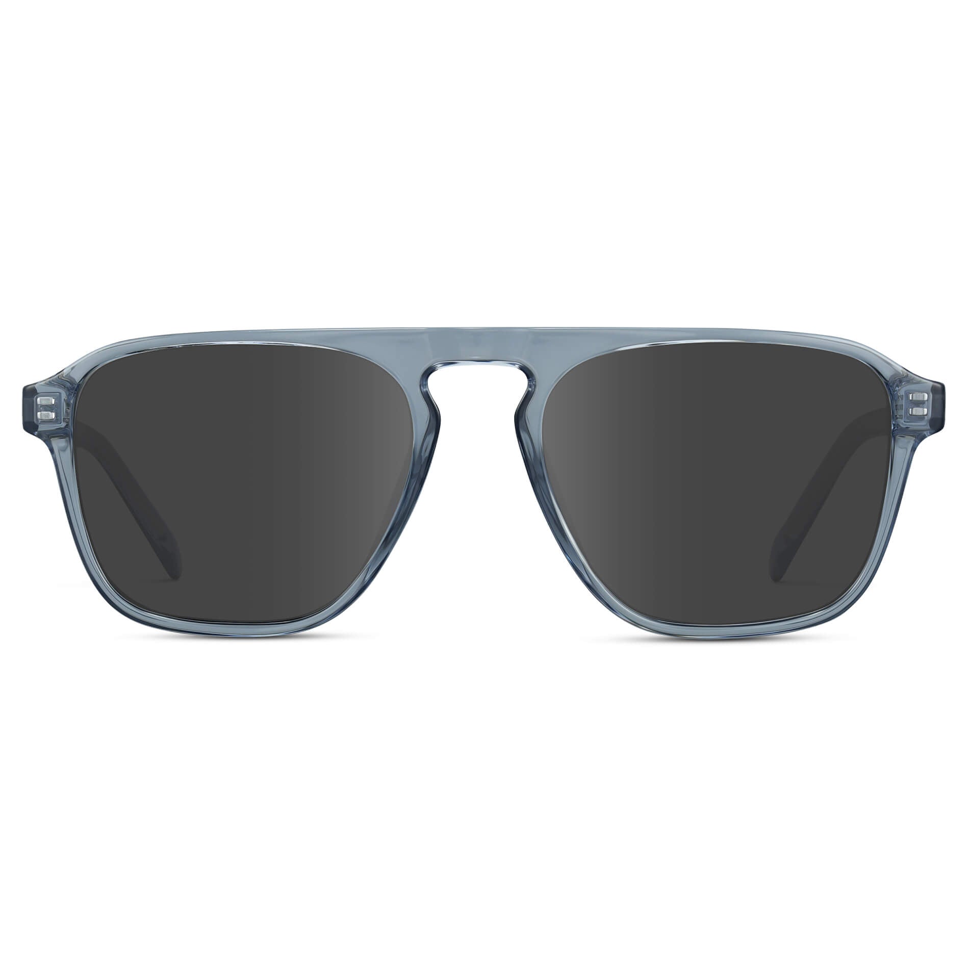 Denim Blue / Grey Lens || Blue Single Bridge Aviator Sunglasses with Grey Prescription Lenses