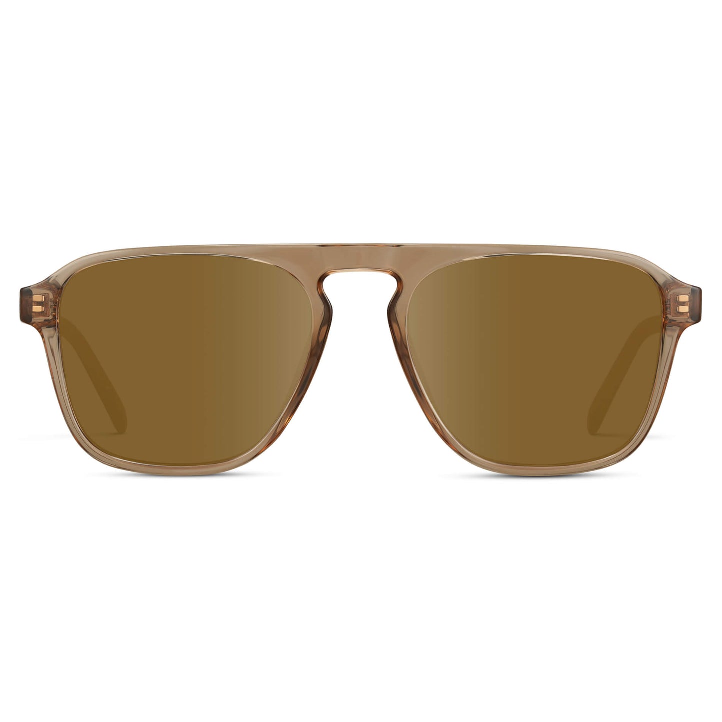 Light Crystal Brown / Amber Lens || Brown Single Bridge Aviator Sunglasses with Brown Prescription Lenses