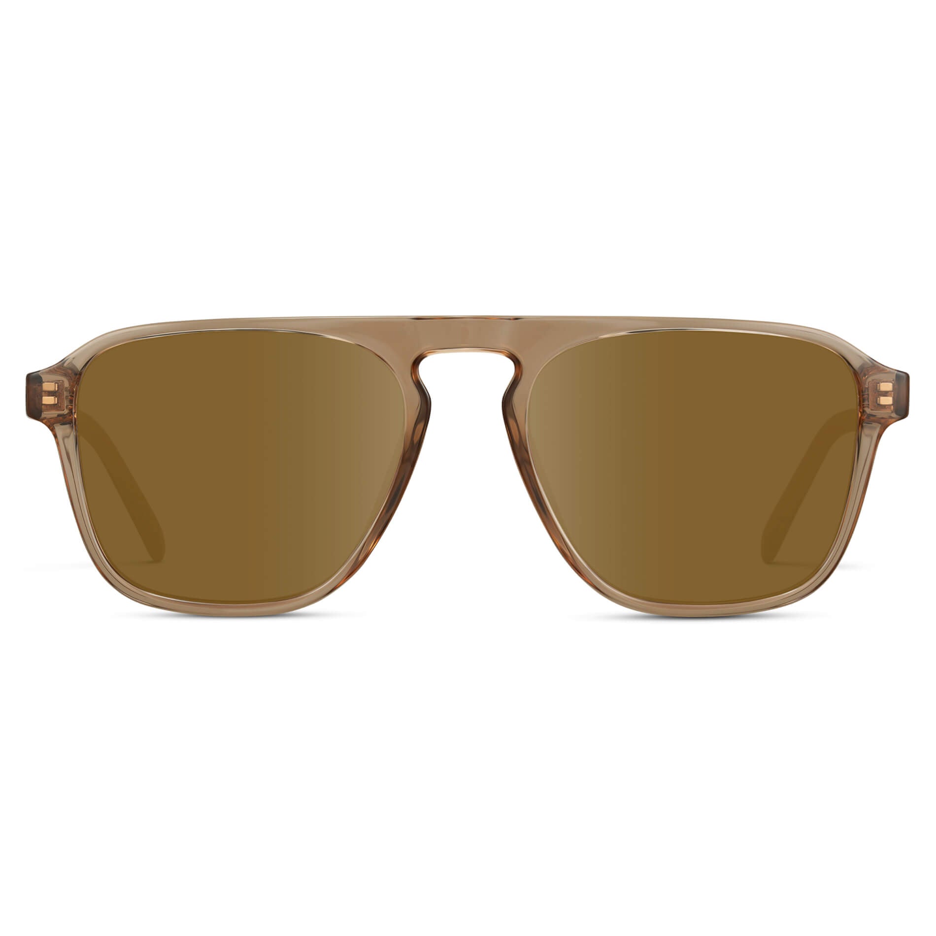 Light Crystal Brown / Amber Lens || Brown Single Bridge Aviator Sunglasses with Brown Prescription Lenses