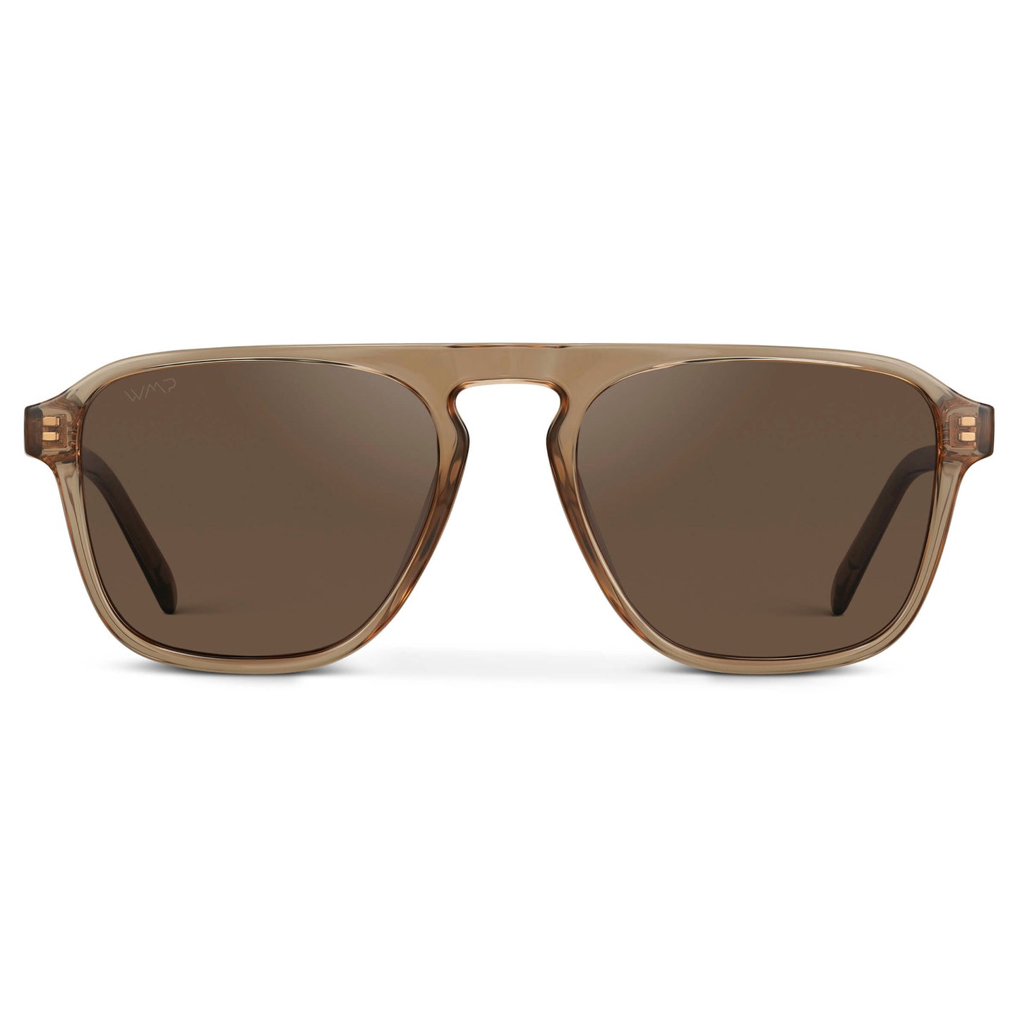 Light Crystal Brown / Brown Lens || Brown Single Bridge Aviator Sunglasses with Brown Polarized Lenses