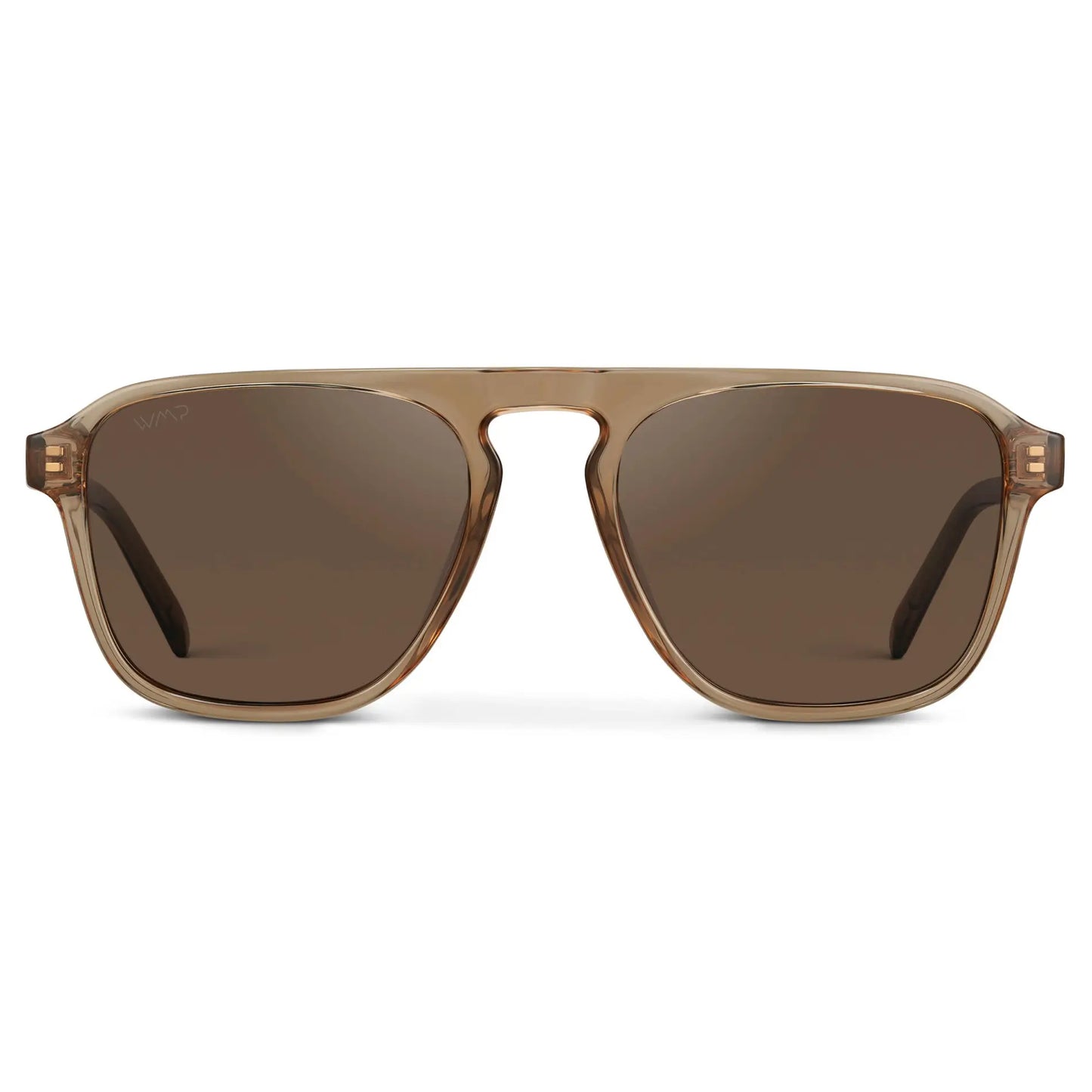 Light Crystal Brown / Brown Lens || Brown Single Bridge Aviator Sunglasses with Brown Polarized Lenses