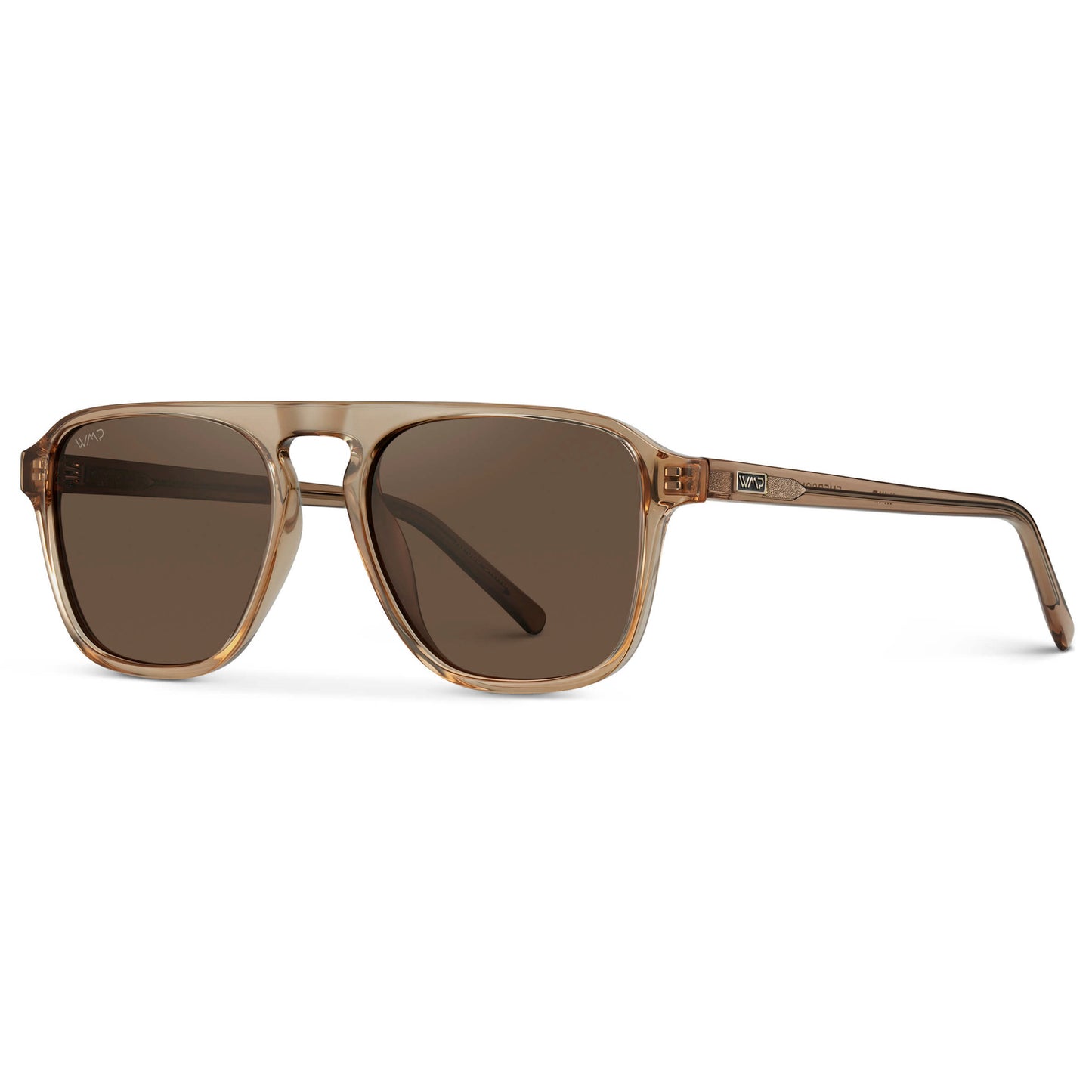 Light Crystal Brown / Brown Lens || Brown Single Bridge Aviator Sunglasses with Brown Polarized Lenses