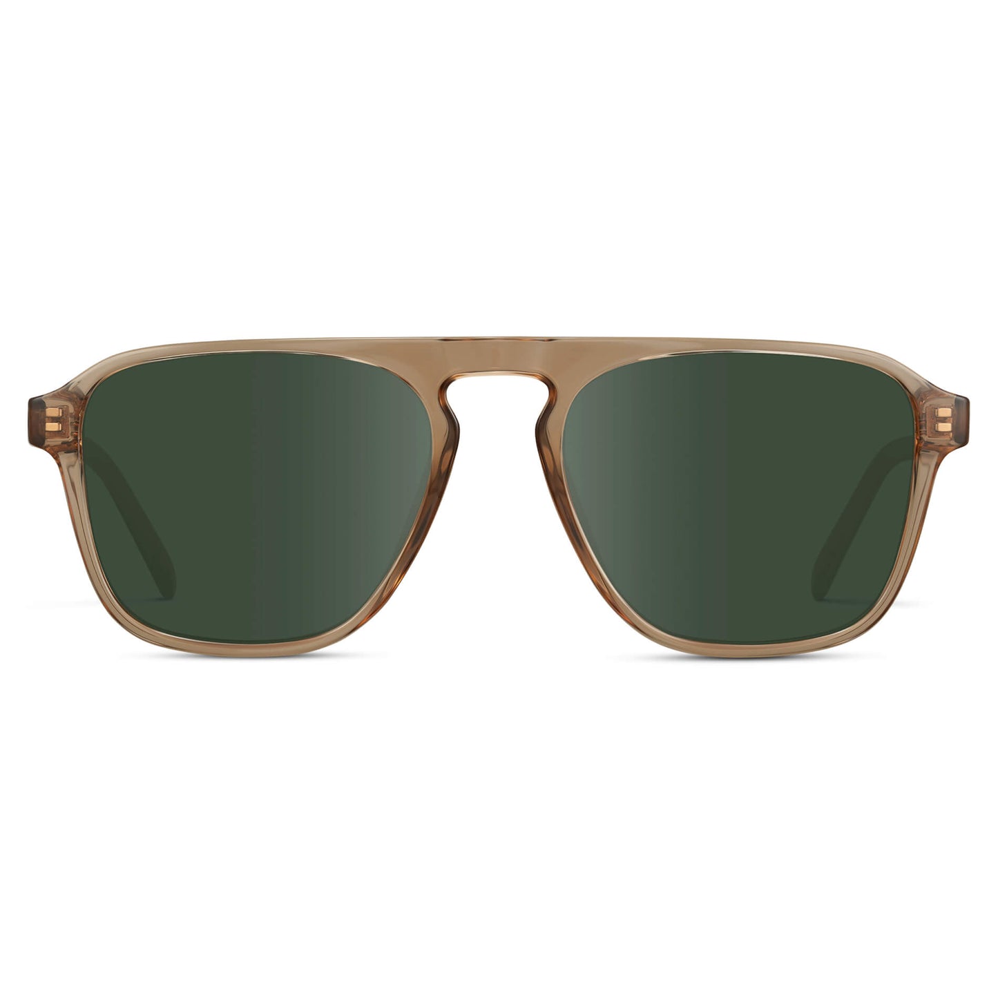 Light Crystal Brown / G15 Lens || Brown Single Bridge Aviator Sunglasses with Green Prescription Lenses