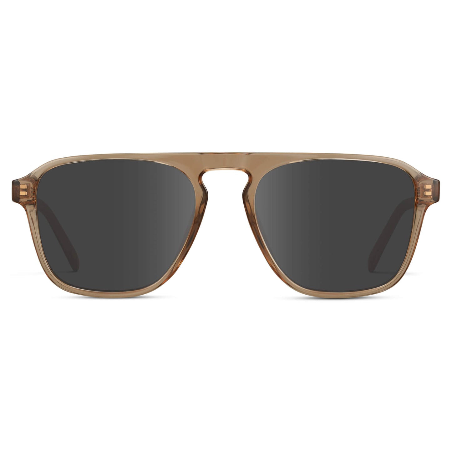 Light Crystal Brown / Grey Lens || Brown Single Bridge Aviator Sunglasses with Grey Prescription Lenses