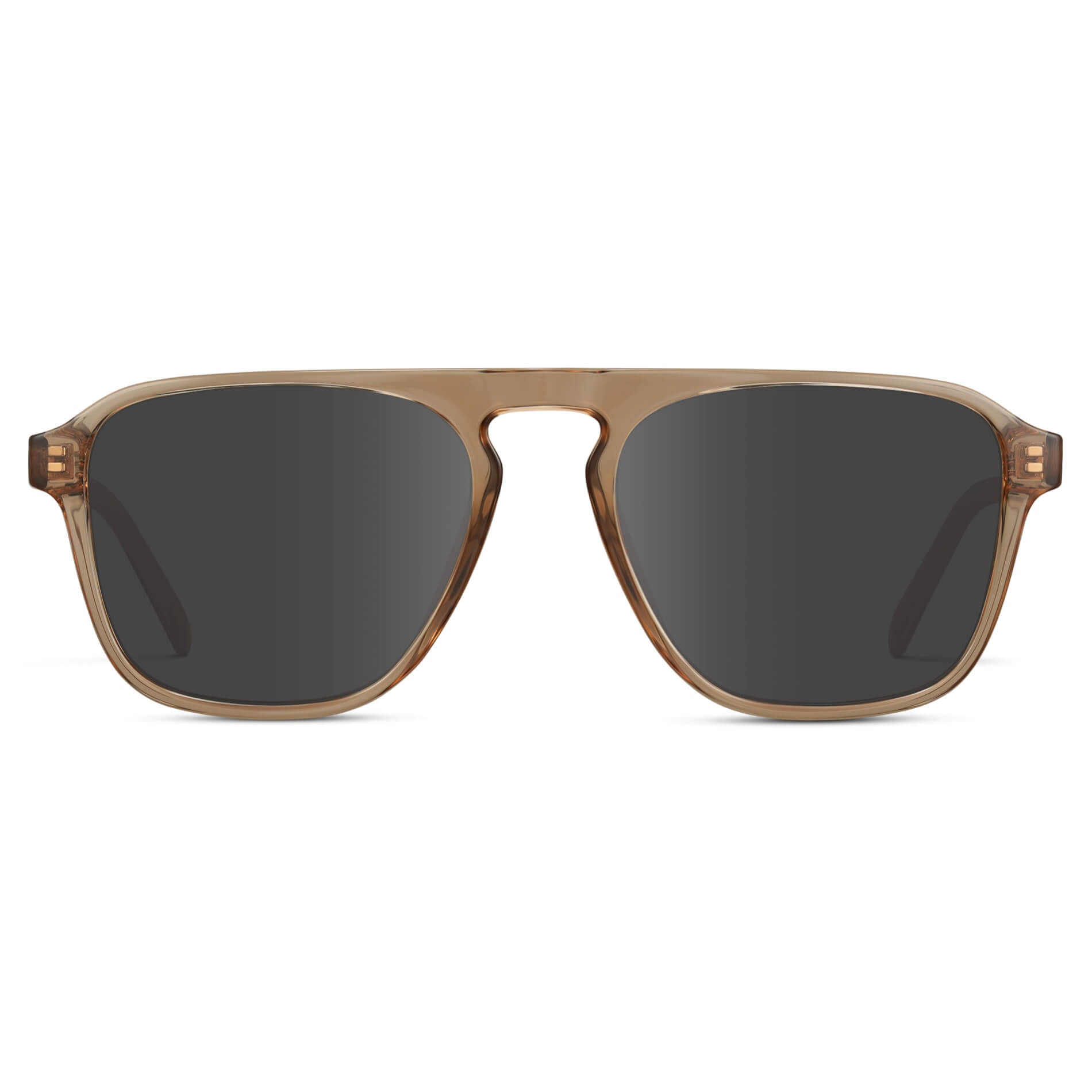 Light Crystal Brown / Grey Lens || Brown Single Bridge Aviator Sunglasses with Grey Prescription Lenses