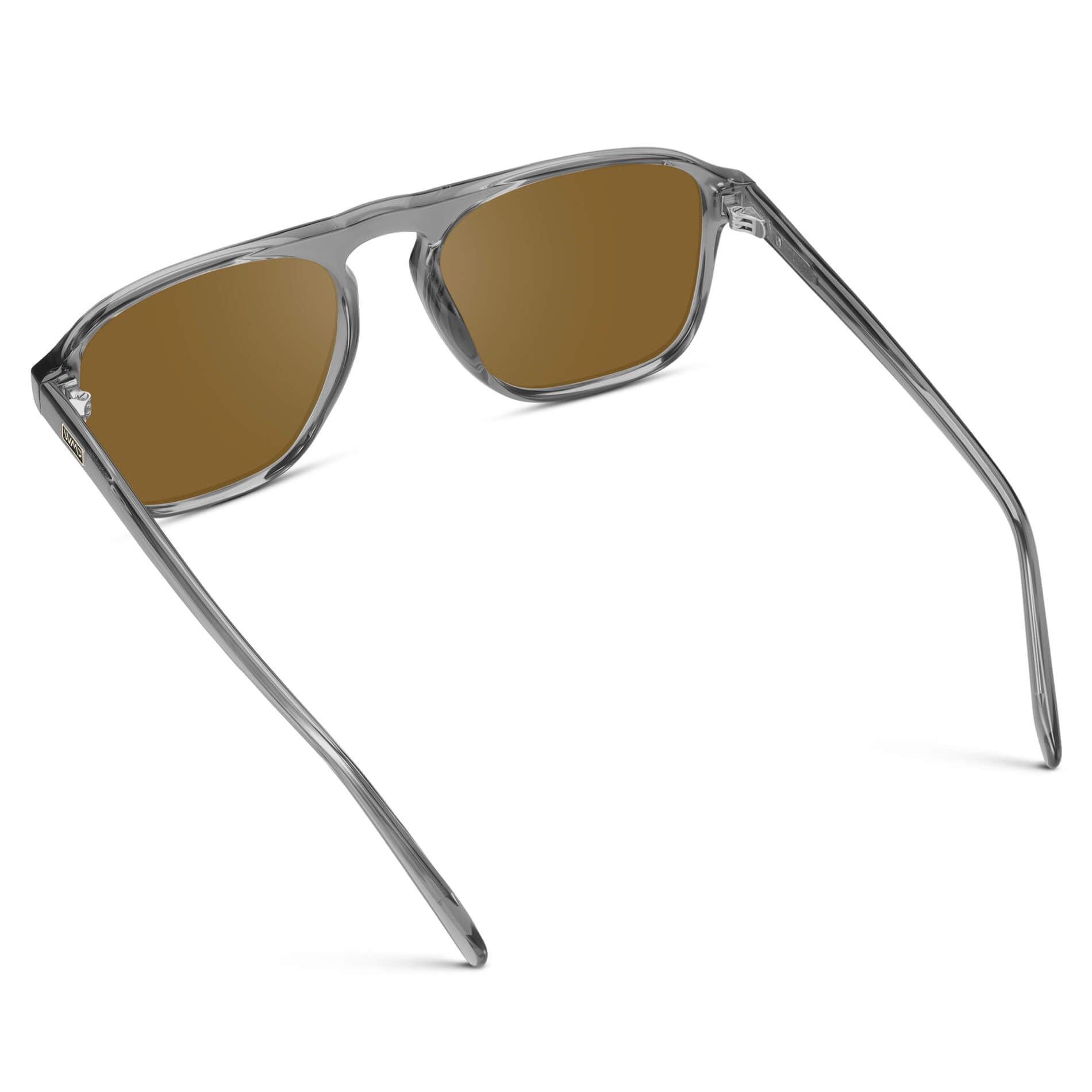 Graphite Grey / Amber Lens || Grey Single Bridge Aviator Sunglasses with Brown Prescription Lenses