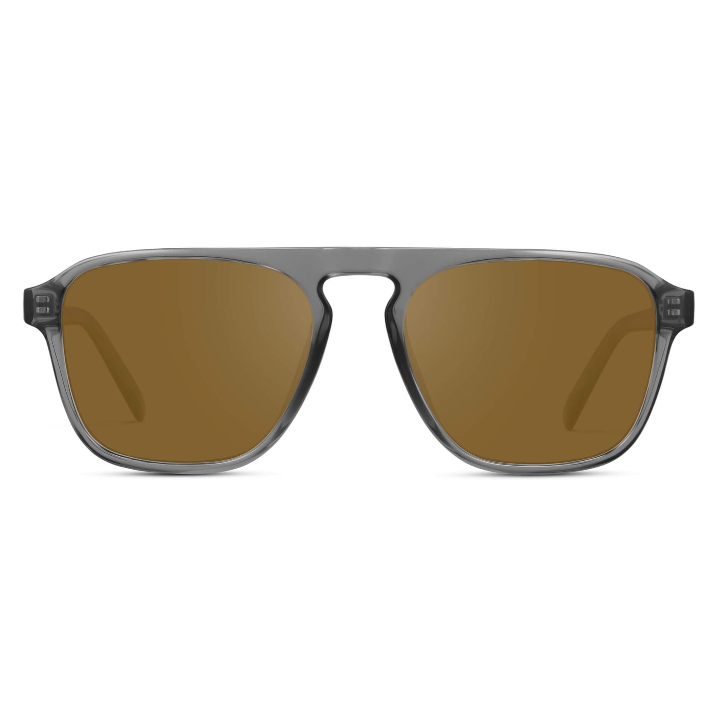 Graphite Grey / Amber Lens || Grey Single Bridge Aviator Sunglasses with Brown Prescription Lenses