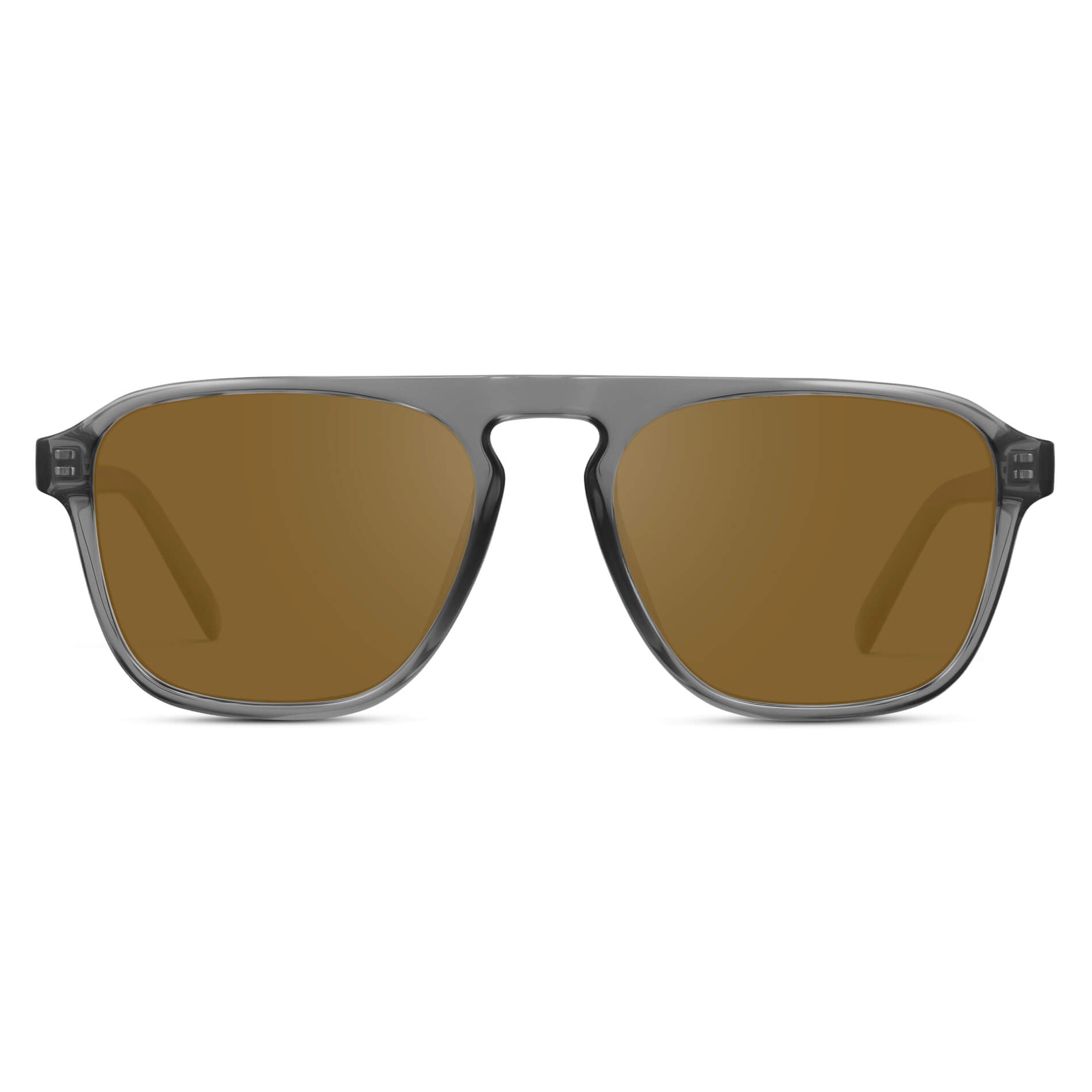 Graphite Grey / Amber Lens || Grey Single Bridge Aviator Sunglasses with Brown Prescription Lenses