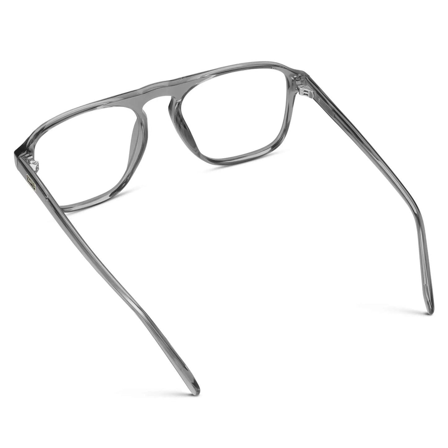 Graphite Grey || Back view of Men's Aviator Prescription Glasses with Graphite Grey Frame and Clear Lenses on a white background