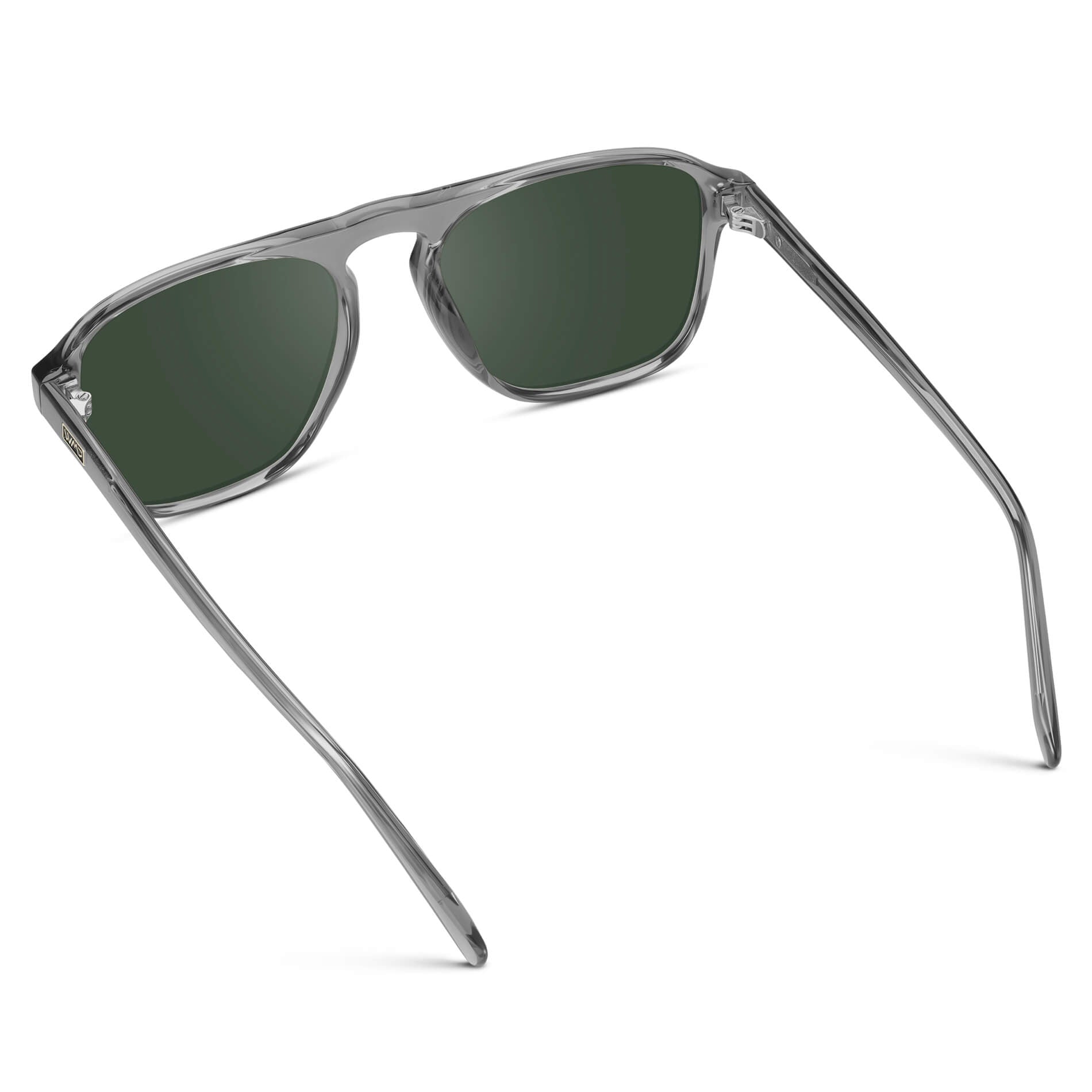 Graphite Grey / G15 Lens || Grey Single Bridge Aviator Sunglasses with Green Prescription Lenses