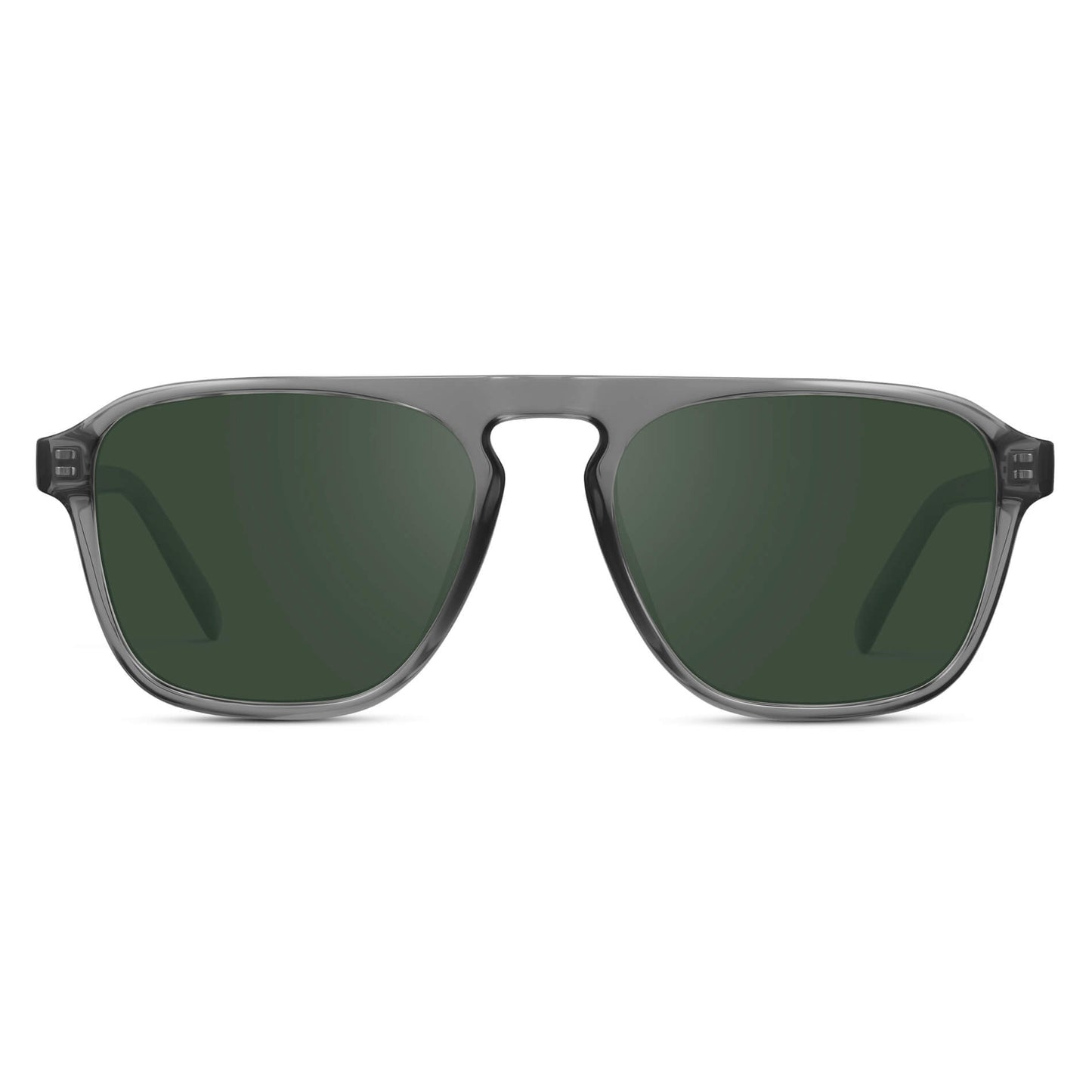 Graphite Grey / G15 Lens || Grey Single Bridge Aviator Sunglasses with Green Prescription Lenses