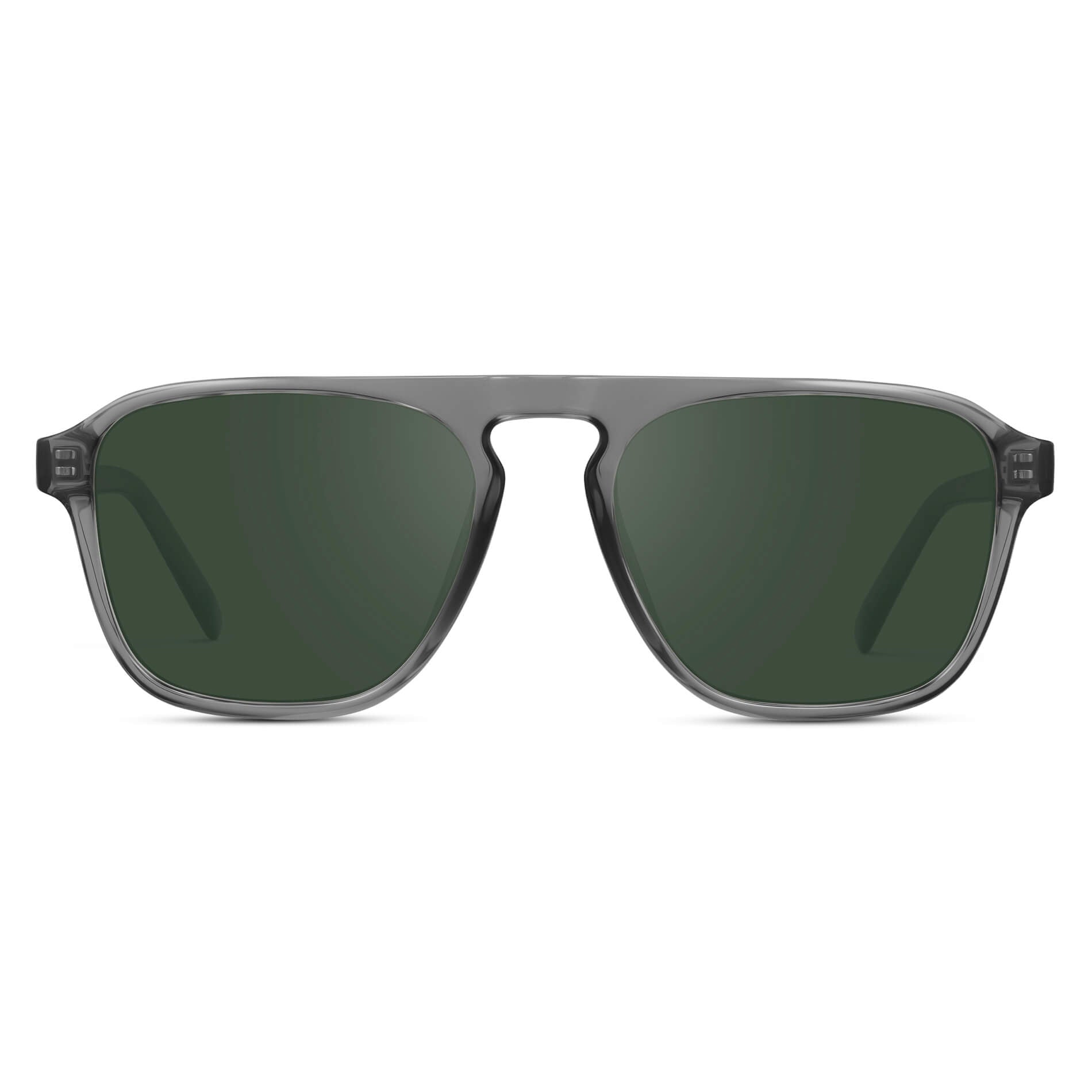 Graphite Grey / G15 Lens || Grey Single Bridge Aviator Sunglasses with Green Prescription Lenses