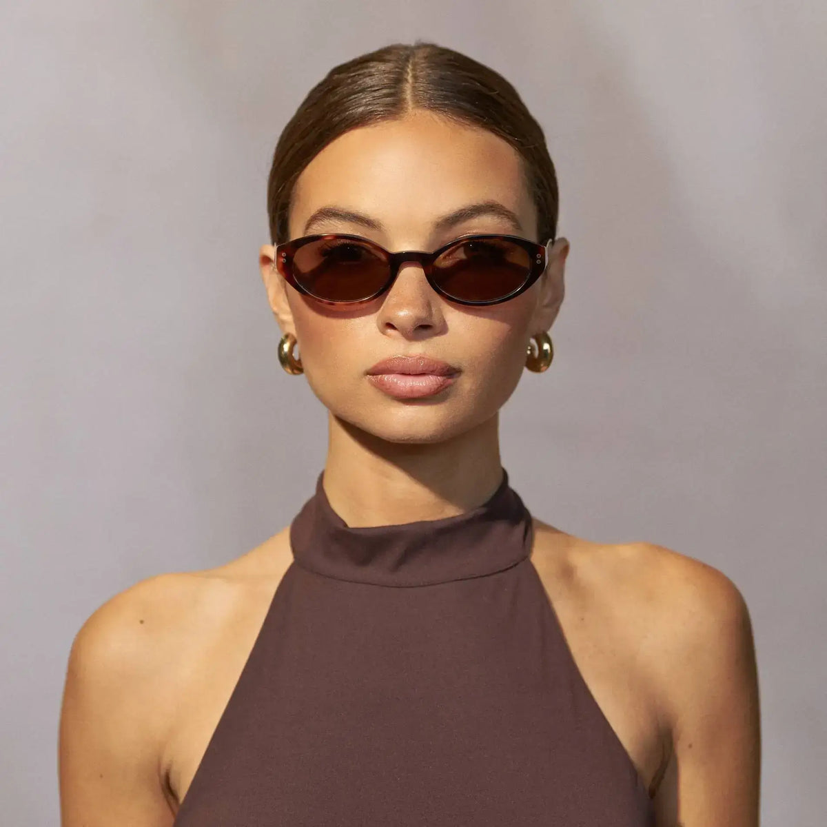 Brown Tortoise / Brown Lens || Women's Elongated Oval Sunglasses with Brown Tortoise Frame and Brown Lens