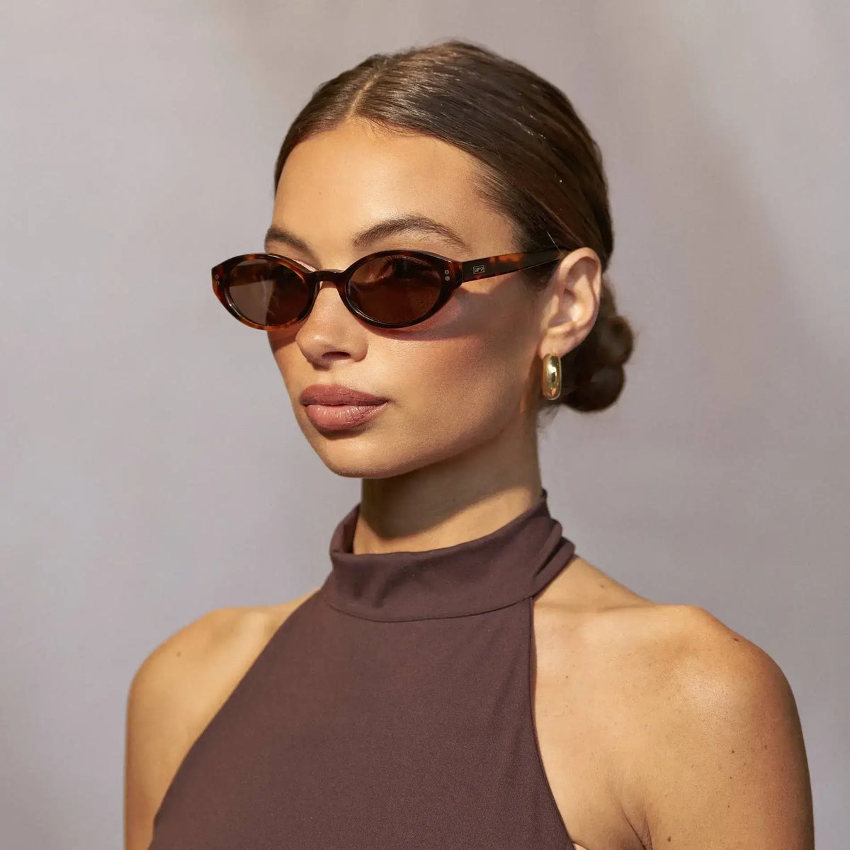 Brown Tortoise / Amber || Women's Elongated Oval Prescription Sunglasses with Brown Tortoise Frame and Brown Lens