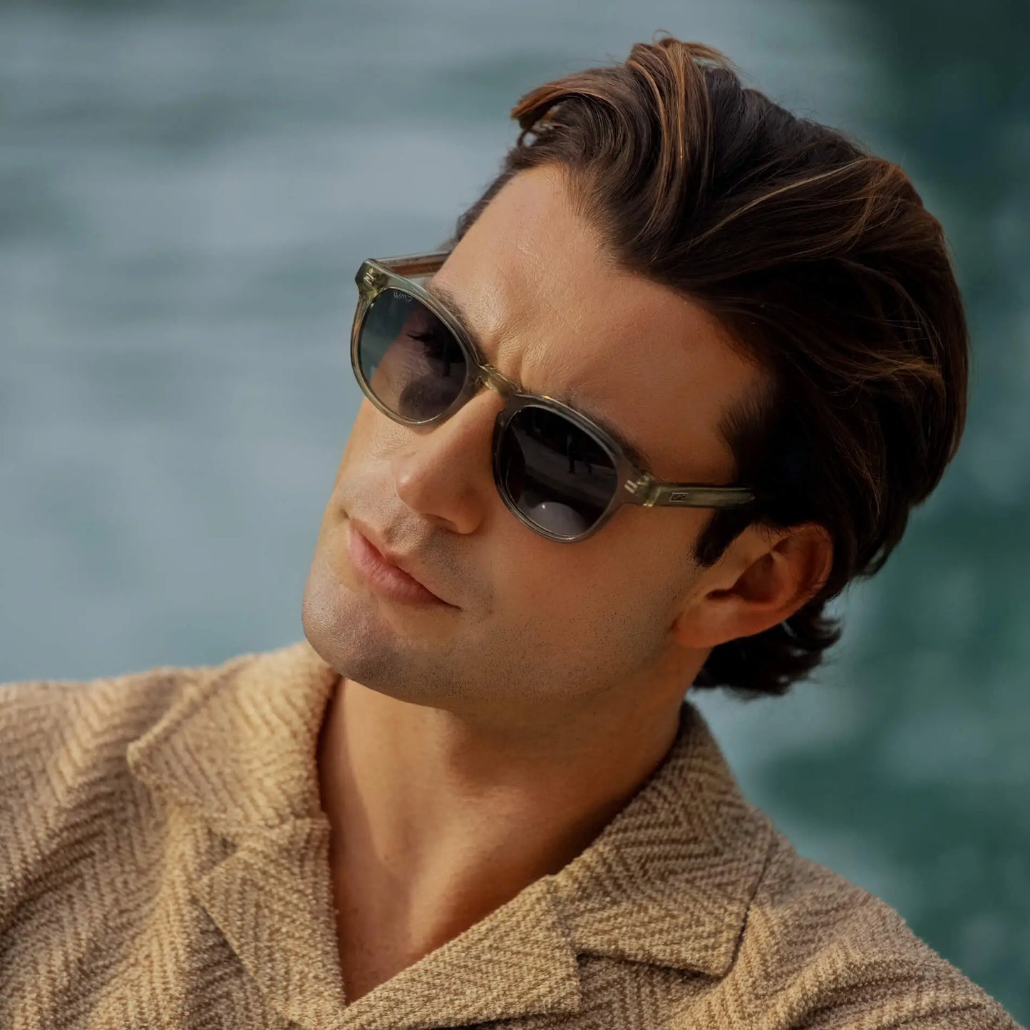 Palm Green / Smoke Green Gradient Lens || Men's Round Polarized Sunglasses with Green Acetate Frame and Smoke Green Gradient Lens