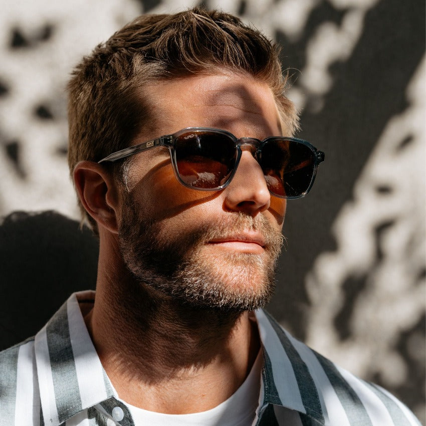 Francis Square Polarized Sunglasses Brown Tortoise Gradient Blue Lens