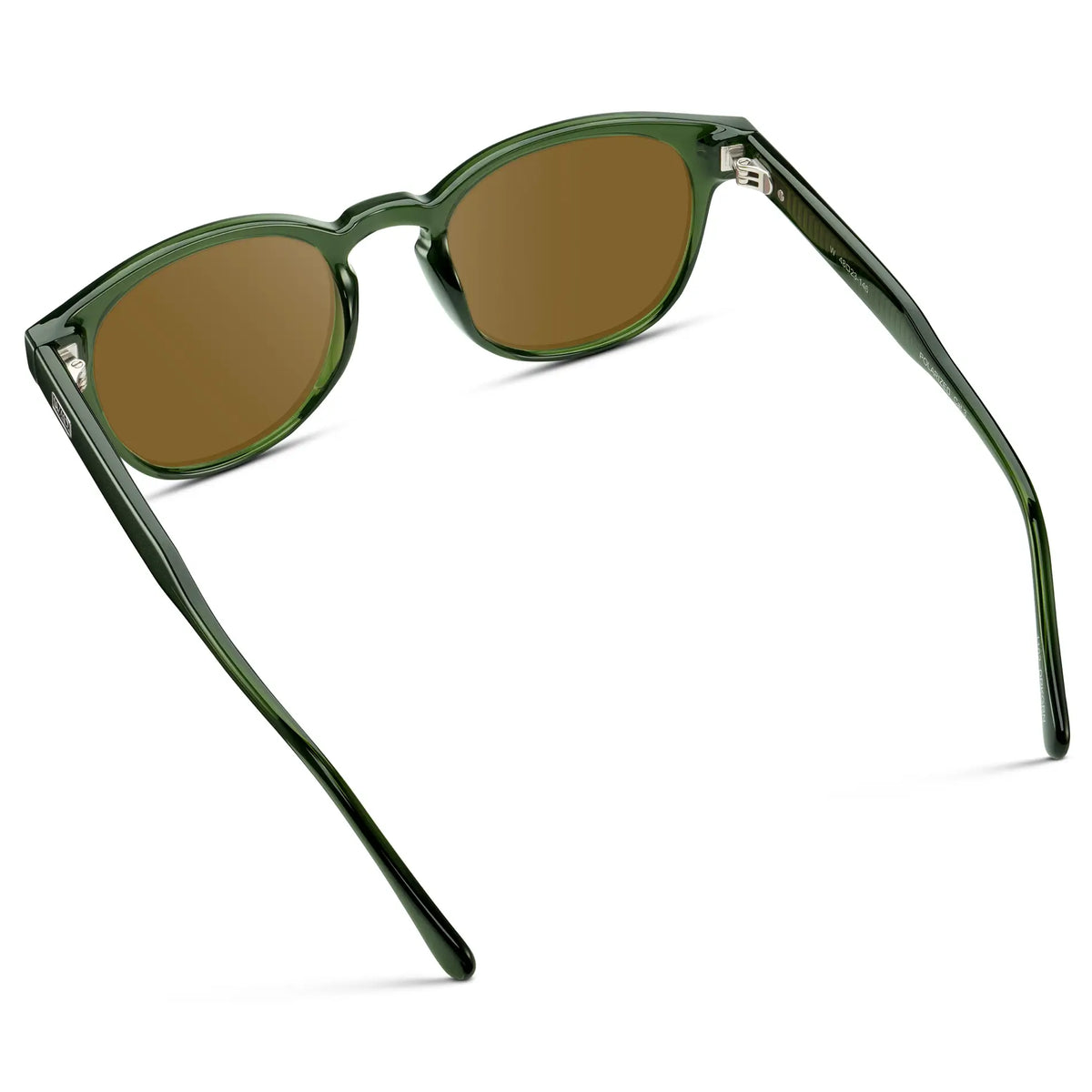 Jade Green / Amber || Back view of Men's Retro-Inspired Round Prescription Sunglasses with Jade Green Acetate Frame and Prescription Brown Lenses