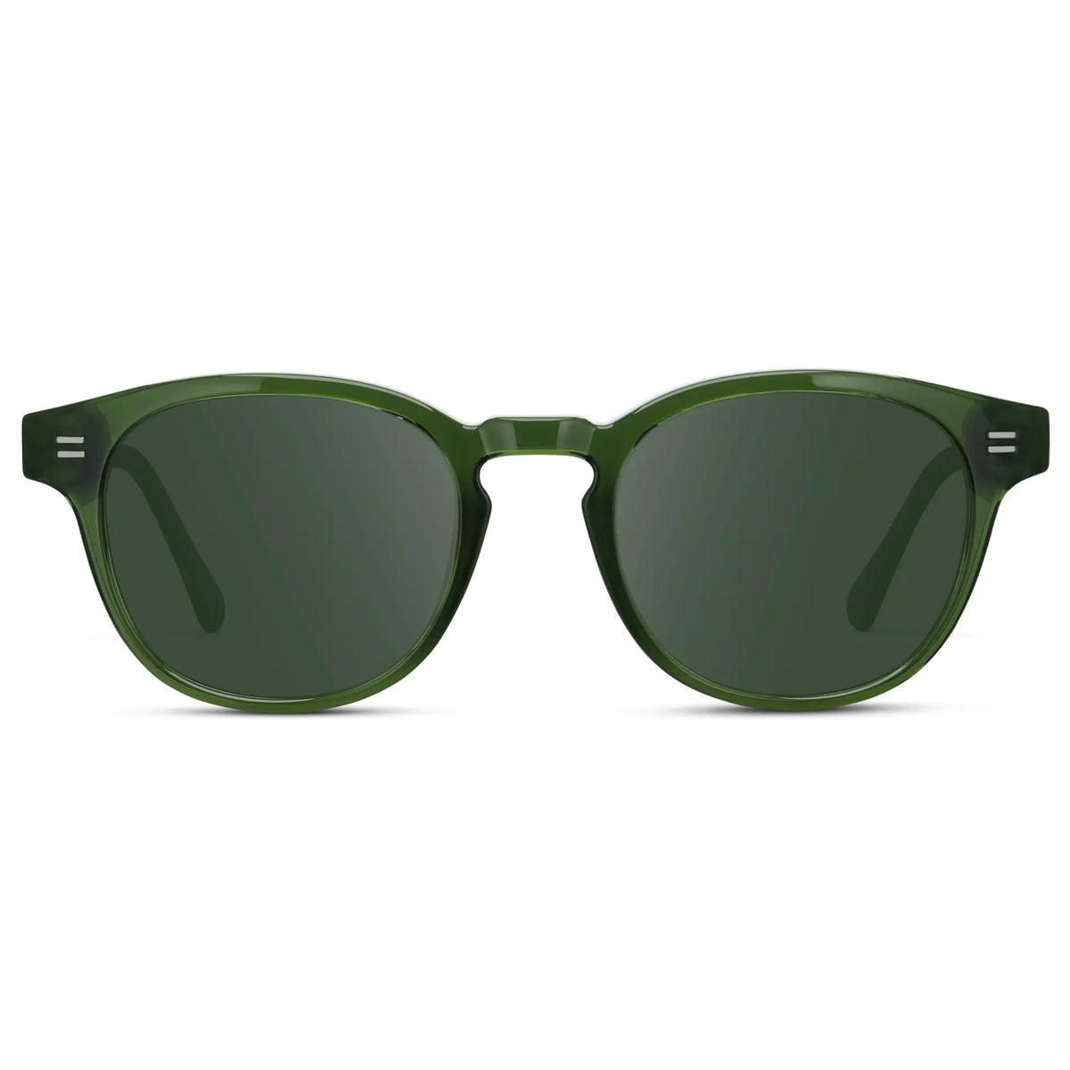 Jade Green / G15 || Front view of Men's Retro-Inspired Round Prescription Sunglasses with Jade Green Acetate Frame and Prescription Green Lenses