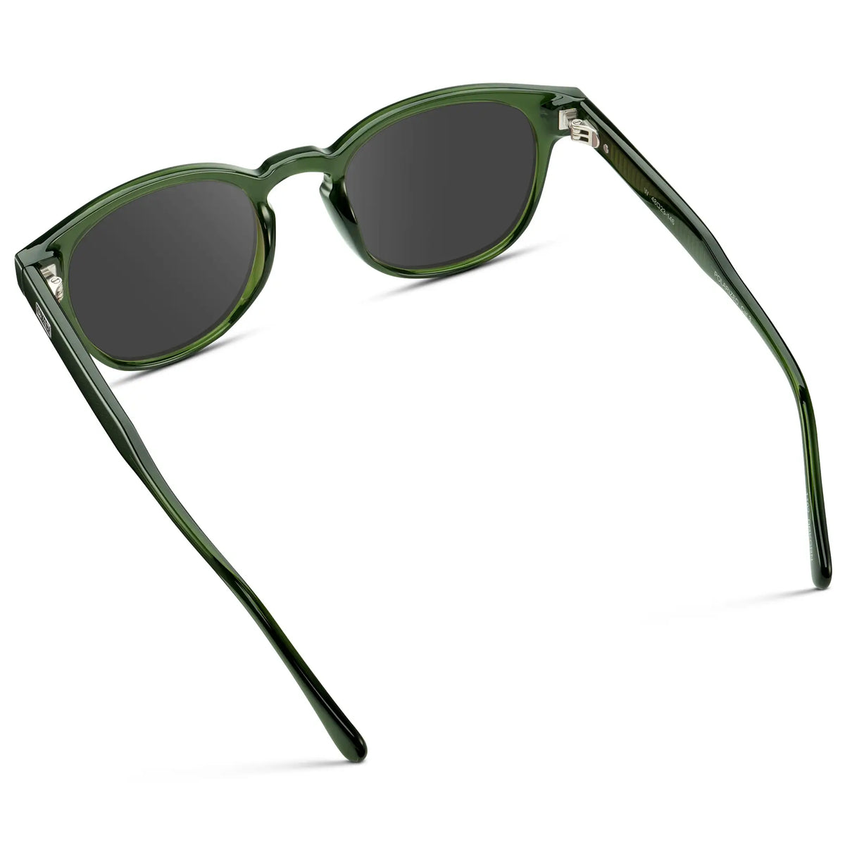 Jade Green / Grey || Back view of Men's Retro-Inspired Round Prescription Sunglasses with Jade Green Acetate Frame and Prescription Grey Lenses