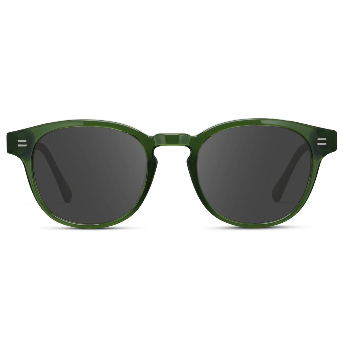 Jade Green / Grey || Front view of Men's Retro-Inspired Round Prescription Sunglasses with Jade Green Acetate Frame and Prescription Grey Lenses