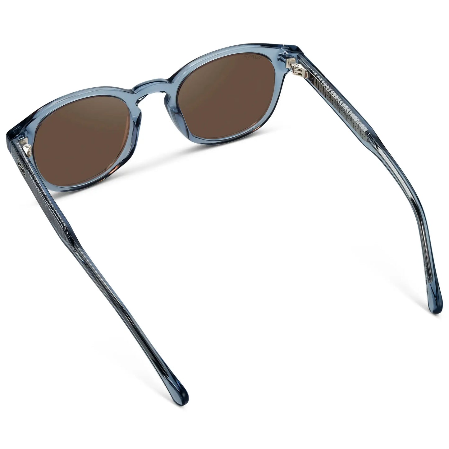 Denim Blue / Brown Lens || Men's Round Polarized Sunglasses with Blue Acetate Frame and Brown Lens