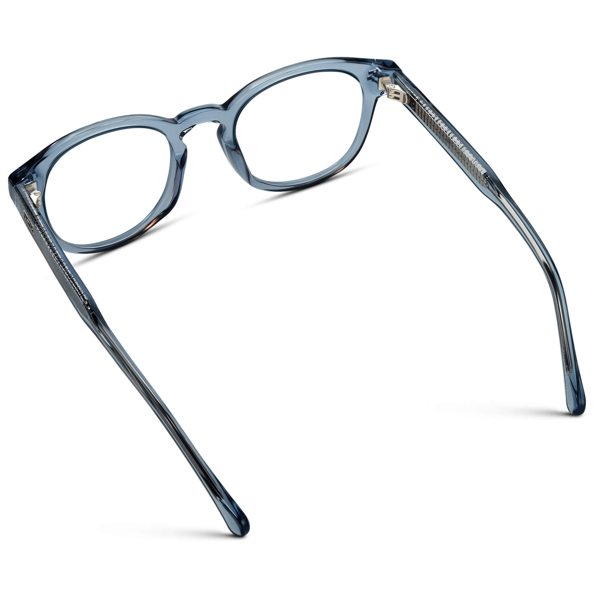 Denim Blue || Men's Retro-Inspired Round Prescription Eyeglasses with Blue Acetate Frame and Clear Prescription Lenses
