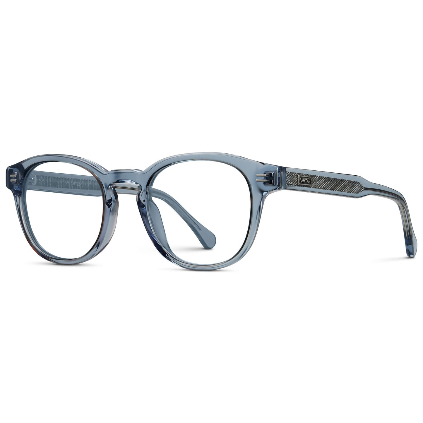 Denim Blue || Men's Retro-Inspired Round Prescription Eyeglasses with Blue Acetate Frame and Clear Prescription Lenses