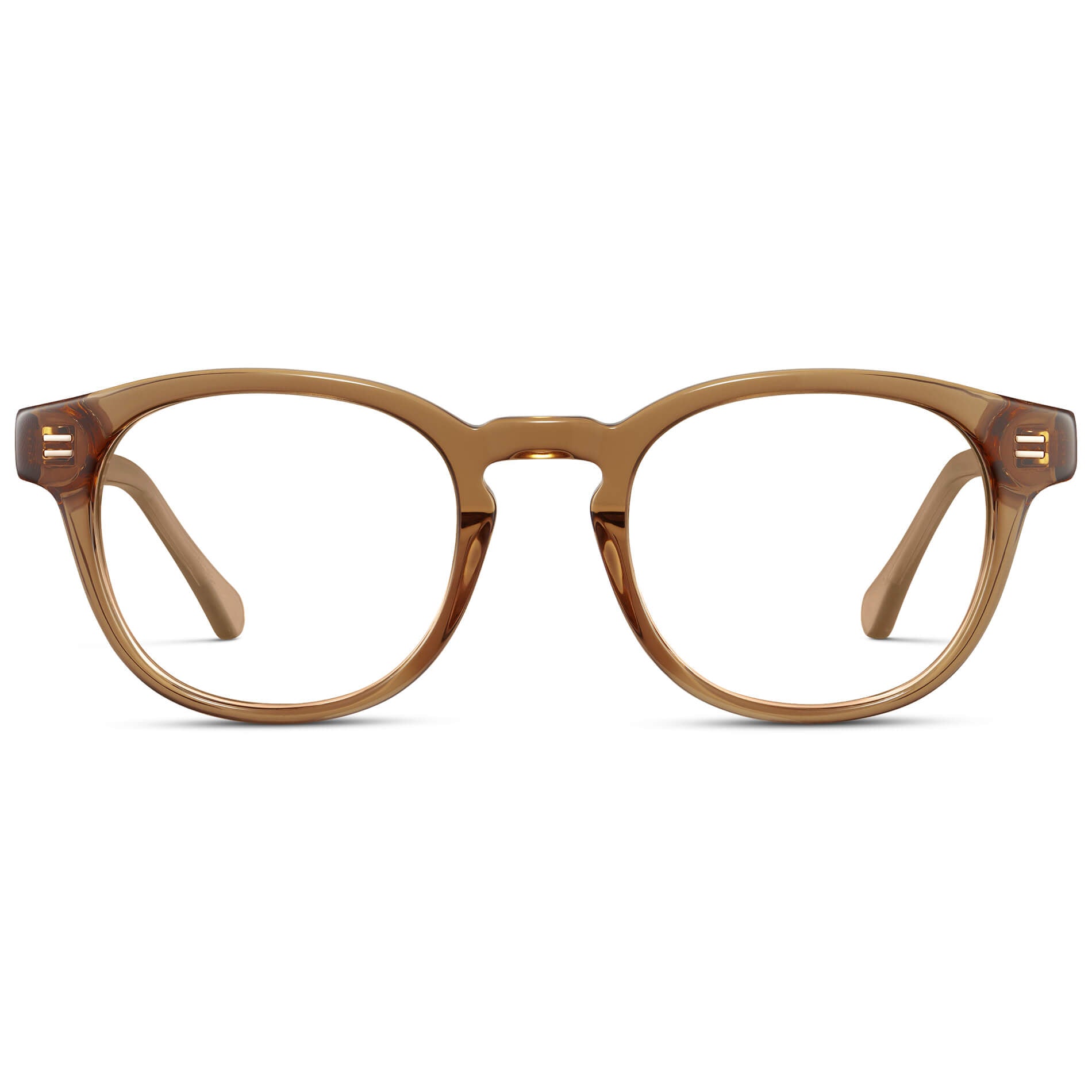 Crystal Brown || Men's Retro-Inspired Round Prescription Eyeglasses with Light Brown Acetate Frame and Clear Prescription Lenses