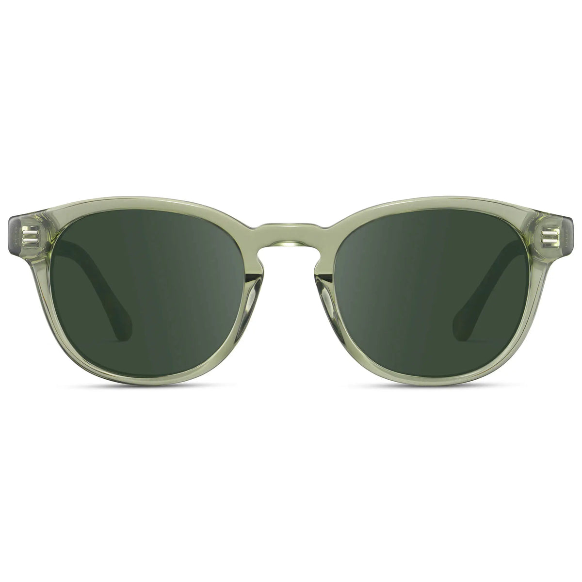 Palm Green / G15 || Front view of Men's Retro-Inspired Round Prescription Sunglasses with Palm Green Acetate Frame and Green Prescription Lenses