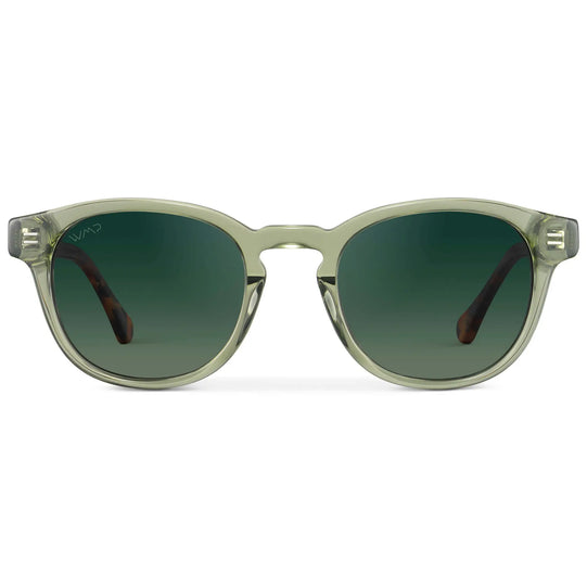 Palm Green / Smoke Green Gradient Lens || Men's Round Polarized Sunglasses with Green Acetate Frame and Smoke Green Gradient Lens