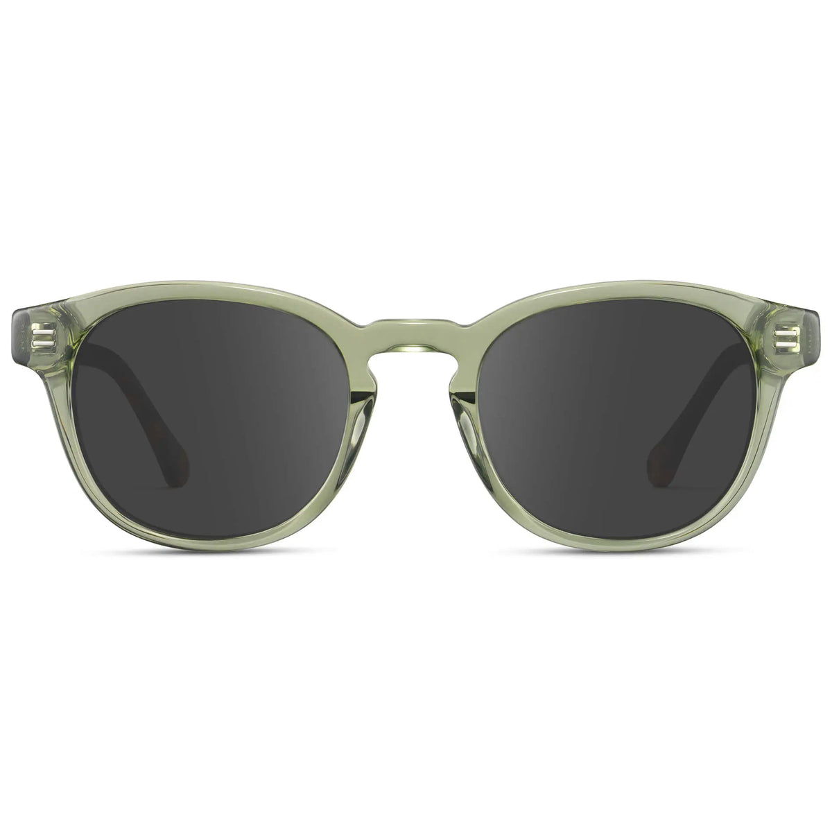 Palm Green / Grey || Front view of Men's Retro-Inspired Round Prescription Sunglasses with Palm Green Acetate Frame and Grey Prescription Lenses